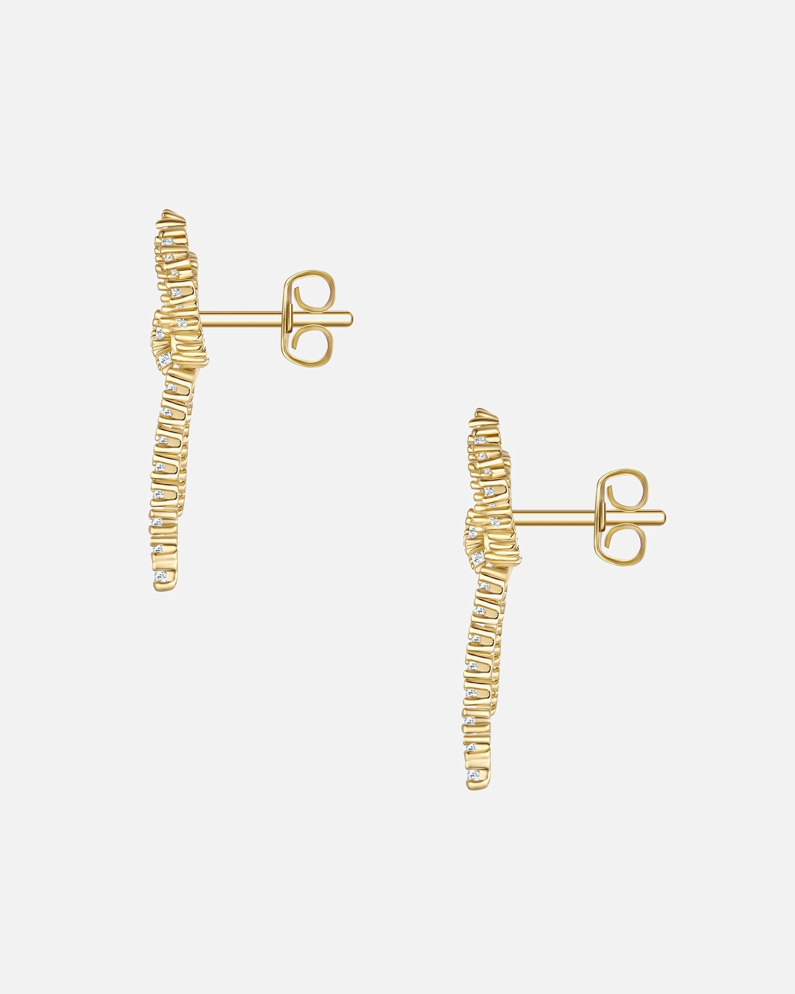 Ohrringe für Weiblich Yokoamii Ohrstecker Schleife aus Messing in gelbgold mit Zirkonia 24,5 mm