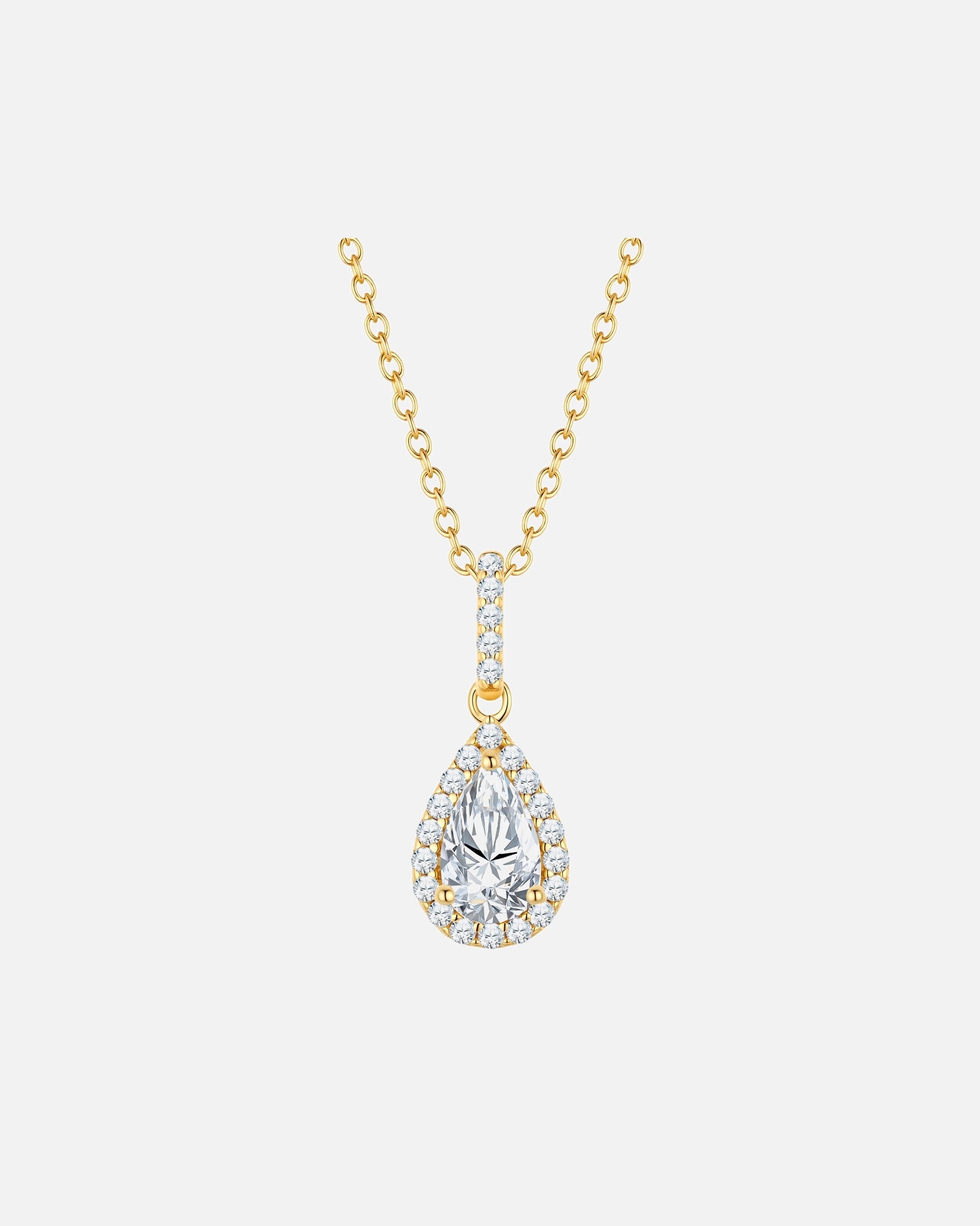 Halskette für Weiblich Glanzstücke München Kette mit Anhänger Sterling Silber gelbgold Zirkonia weiß 40,0 cm Basiskette + 5,0 cm Verlängerung