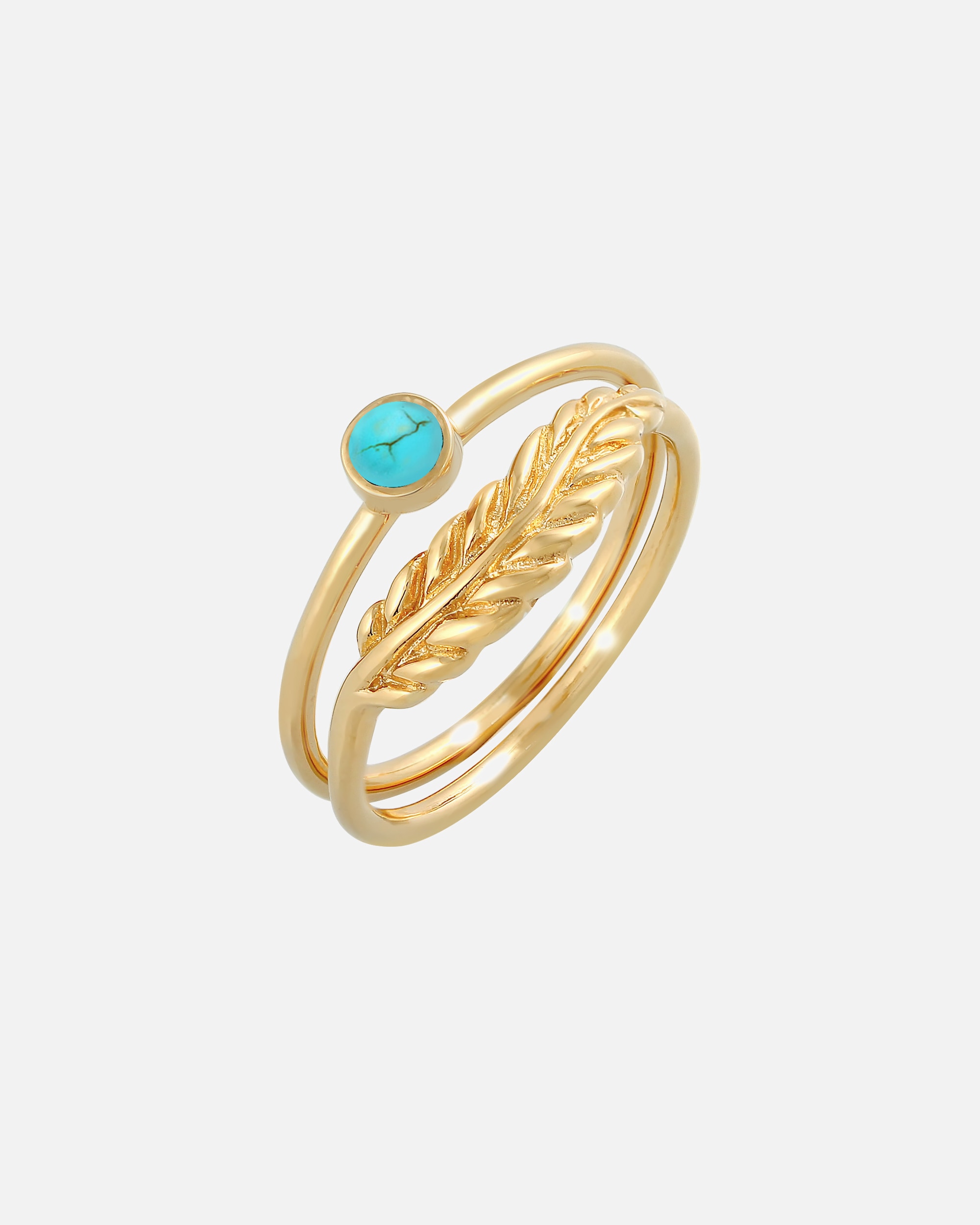 Ring für Weiblich Elli Elli Ring Feder Howlith Türkis Boho 2er Set 925 Silber 58