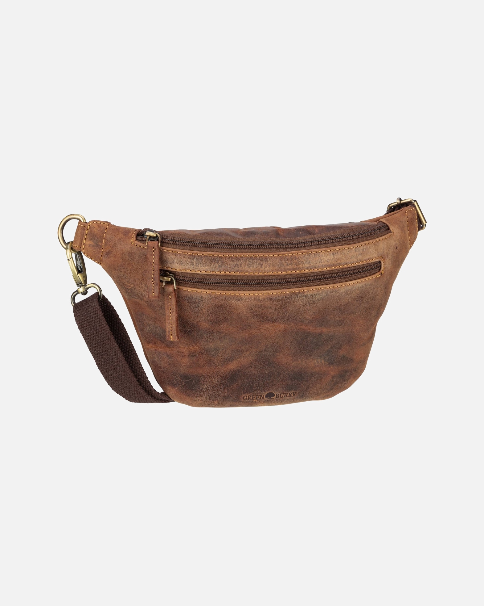 Bauchtasche für Unisex Greenburry Gürteltasche Vintage 1743C Waist Bag Sattelbraun