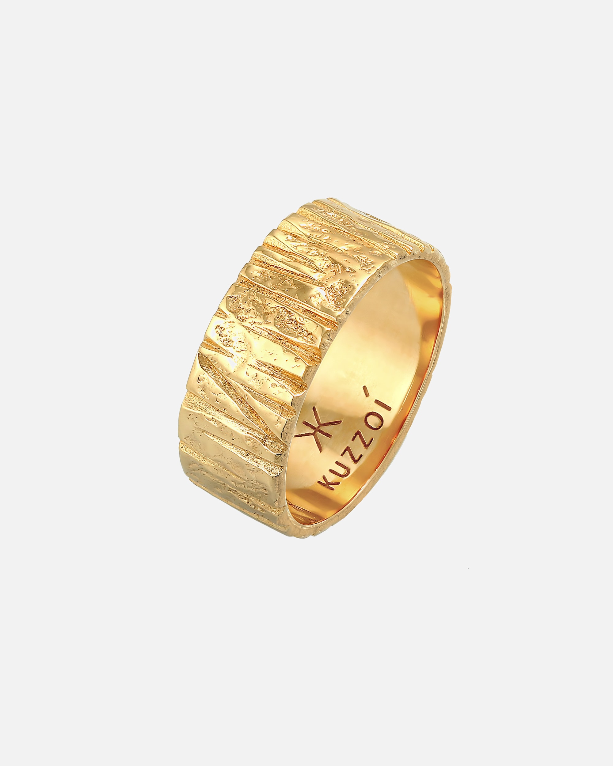 Ring für Männlich KUZZOI Bandring Breit Struktur Gehämmert 925 Silber 60