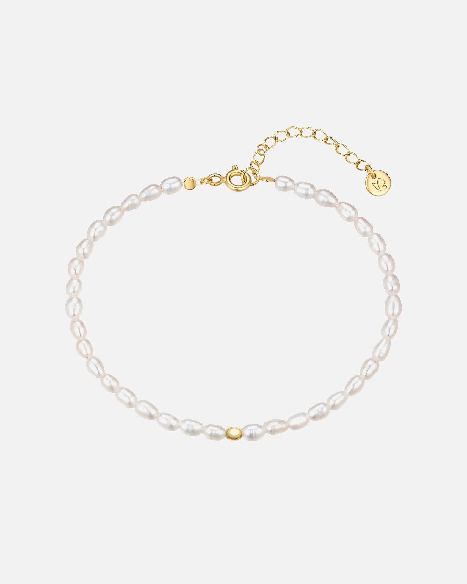 Armband für Weiblich Perlen-Armband aus Sterling Silber in gelbgold mit Süßwasser-Zuchtperle 17,0 cm Basislänge + 3,0 cm Verlängerung