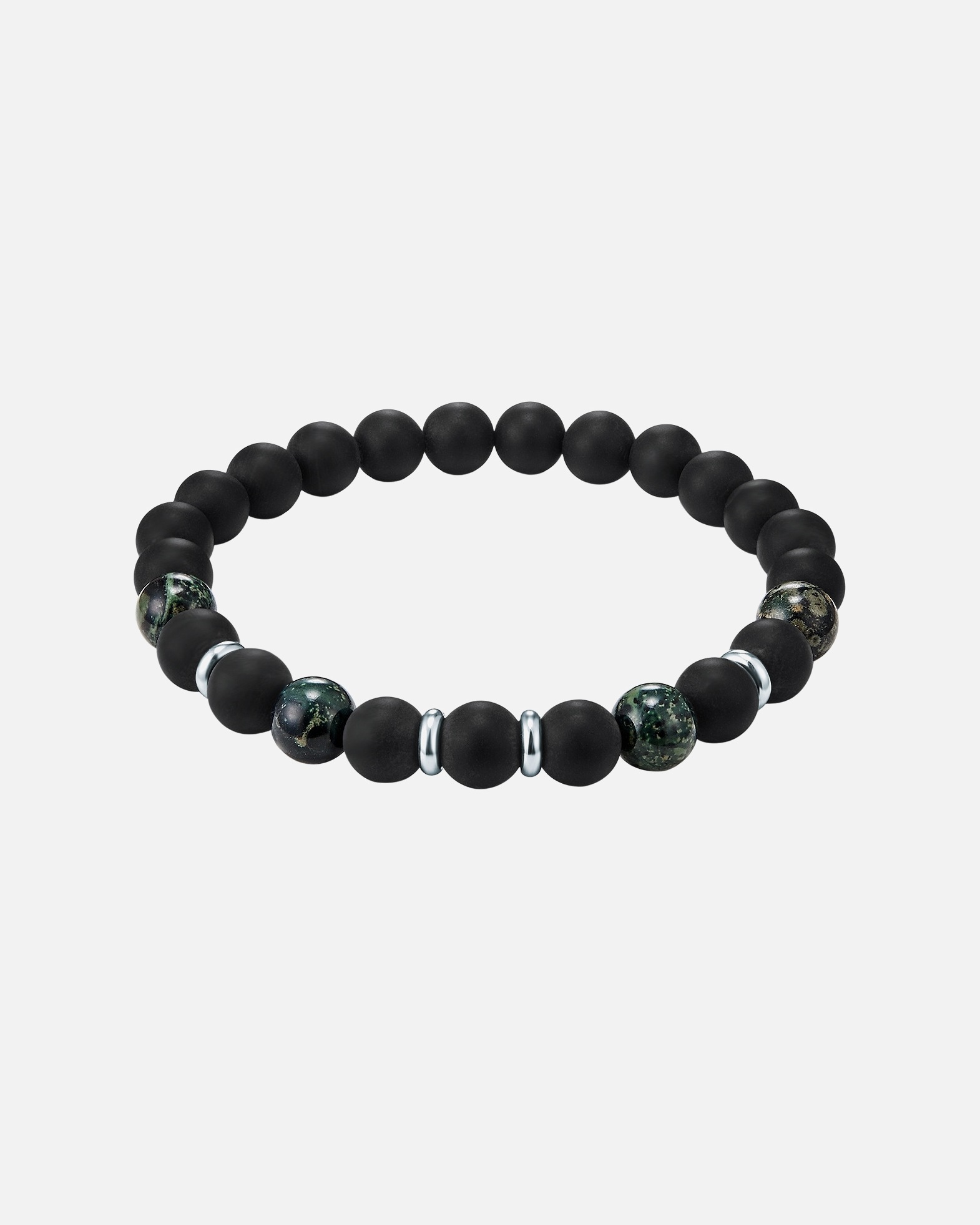 Armband für Männlich True Rebels True Rebels Edelsteinarmband für Herren, schwarz/grün, 20,5 cm, Artikelnummer 50060018 1 Stück