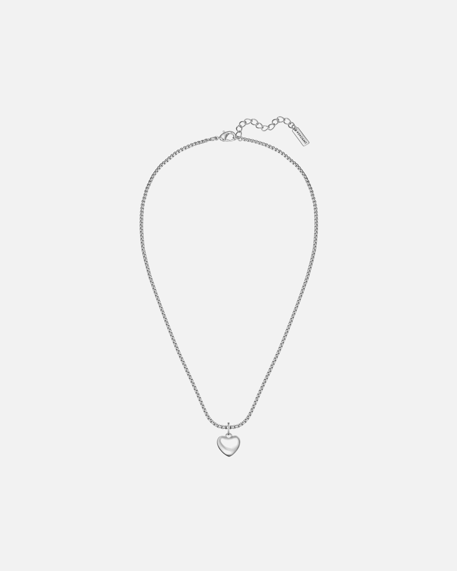 Halskette für Weiblich Yokoamii Halskette Herz aus Messing in silber 40,0 cm Basiskette + 5,0 cm Verlängerung