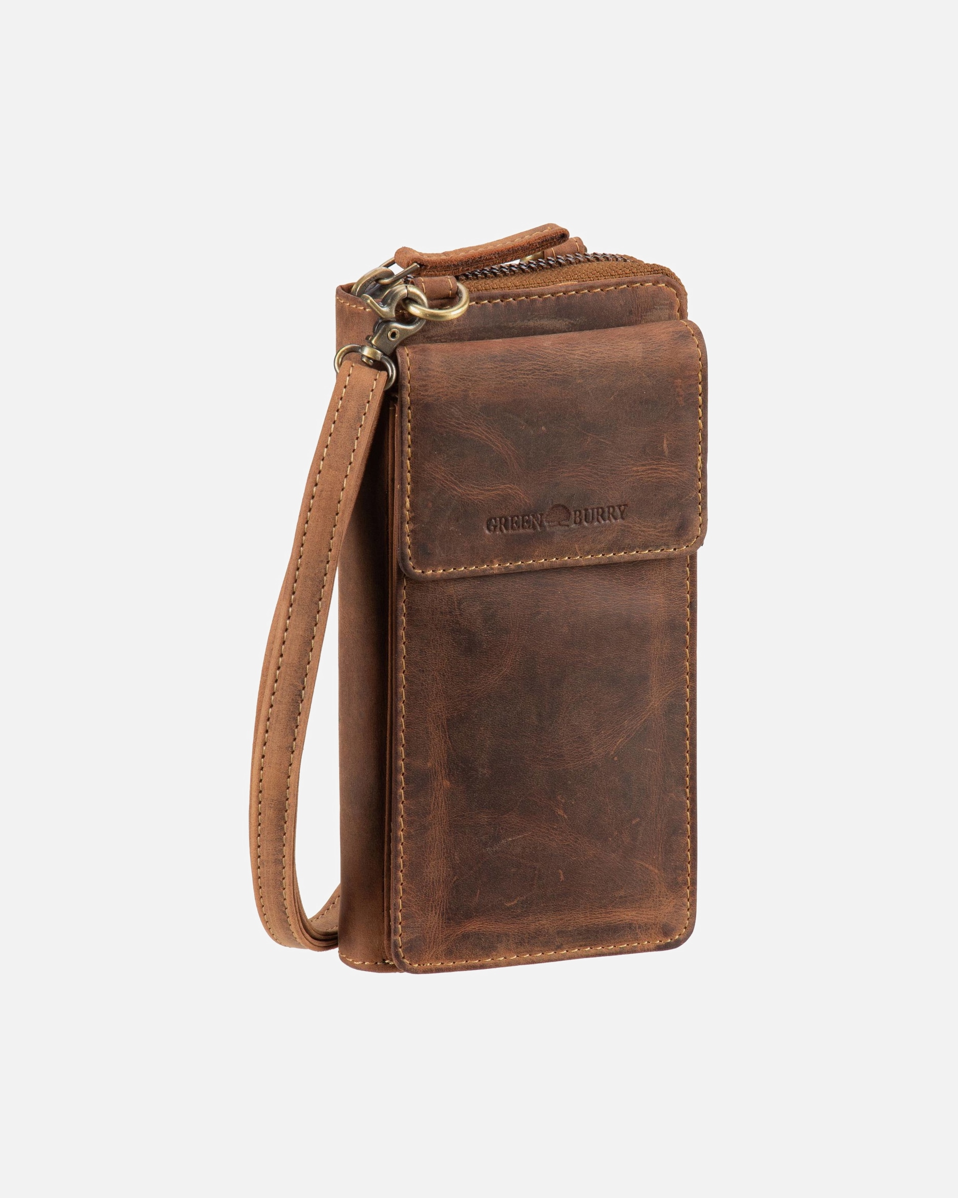 Umhängetasche für Weiblich Greenburry Handytasche Vintage Sattelbraun