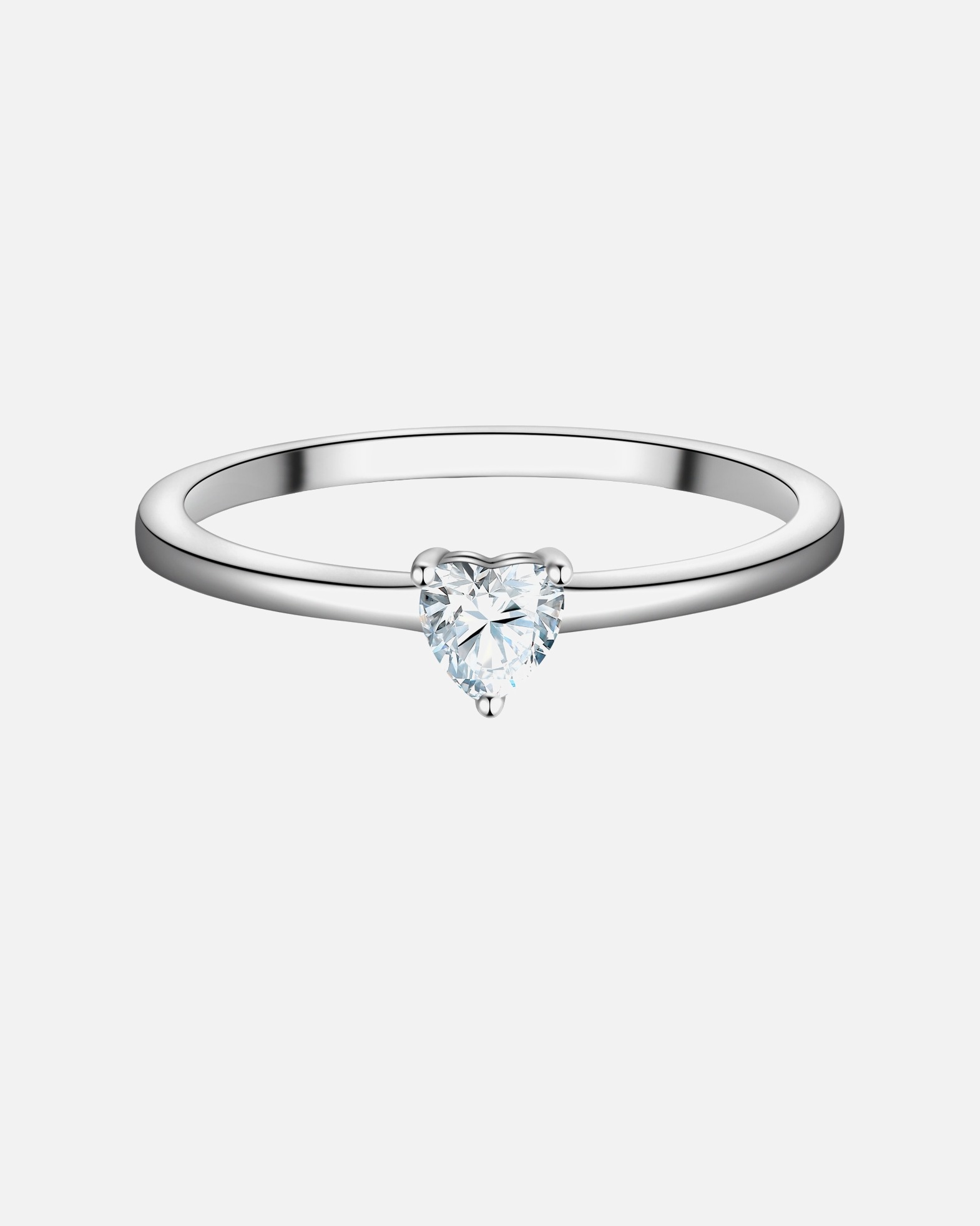 Ring für Weiblich Trilani Ring Herz aus Sterling Silber in silber mit Zirkonia 60