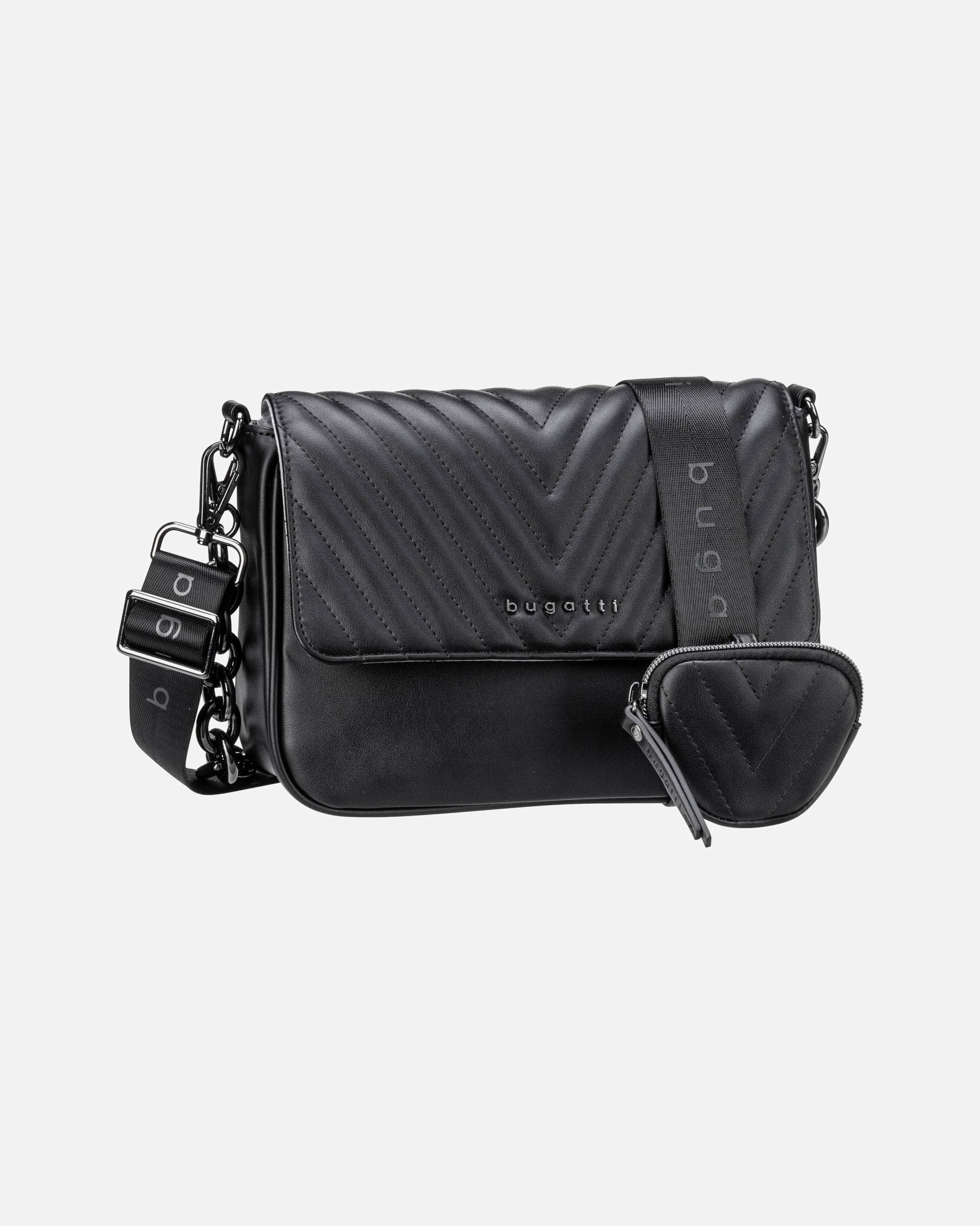 Umhängetasche für Weiblich Bugatti Handtasche Sira Crossover Bag Large I Schwarz