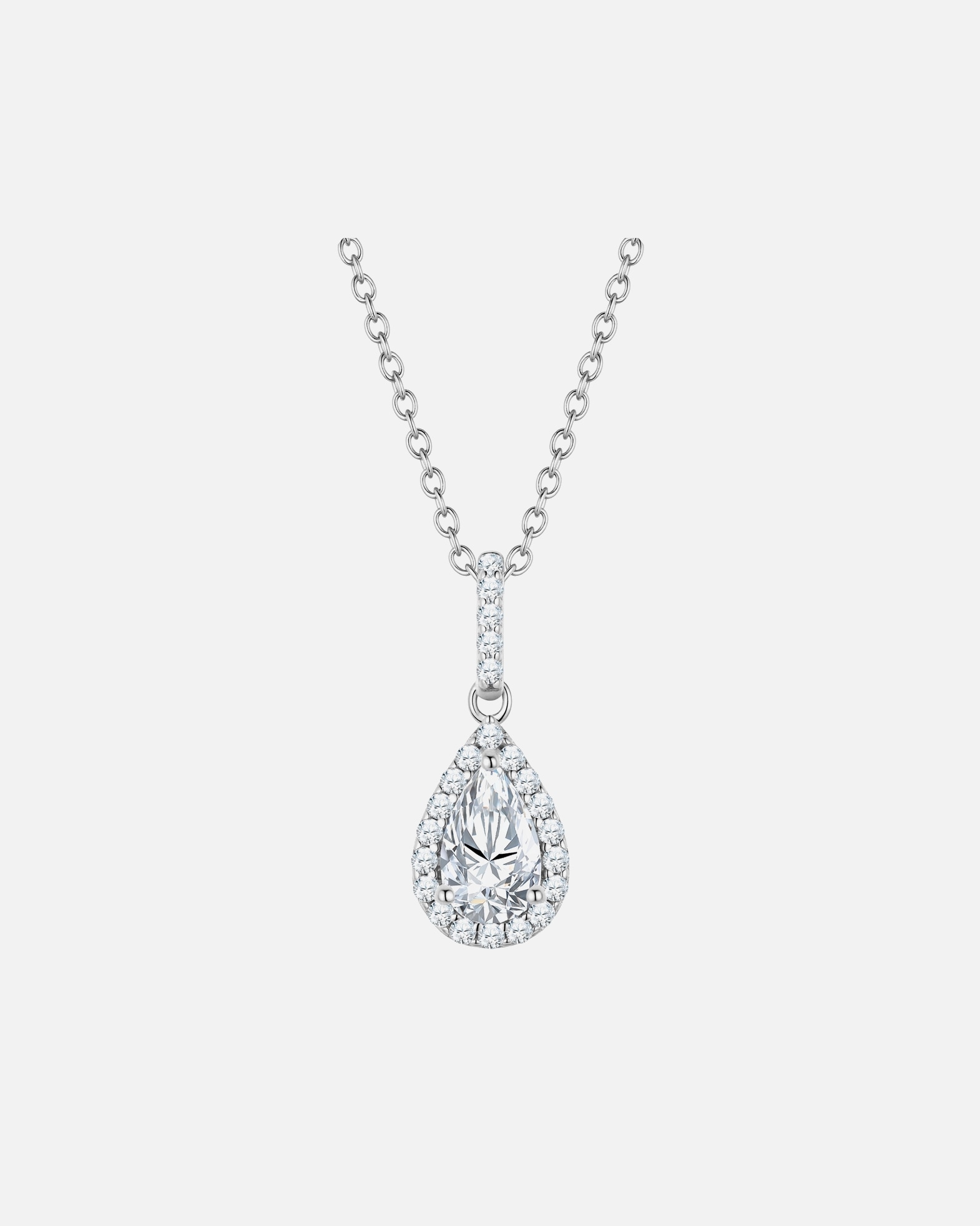 Halskette für Weiblich Glanzstücke München Kette mit Anhänger Sterling Silber Zirkonia weiß 40,0 cm Basiskette + 5,0 cm Verlängerung