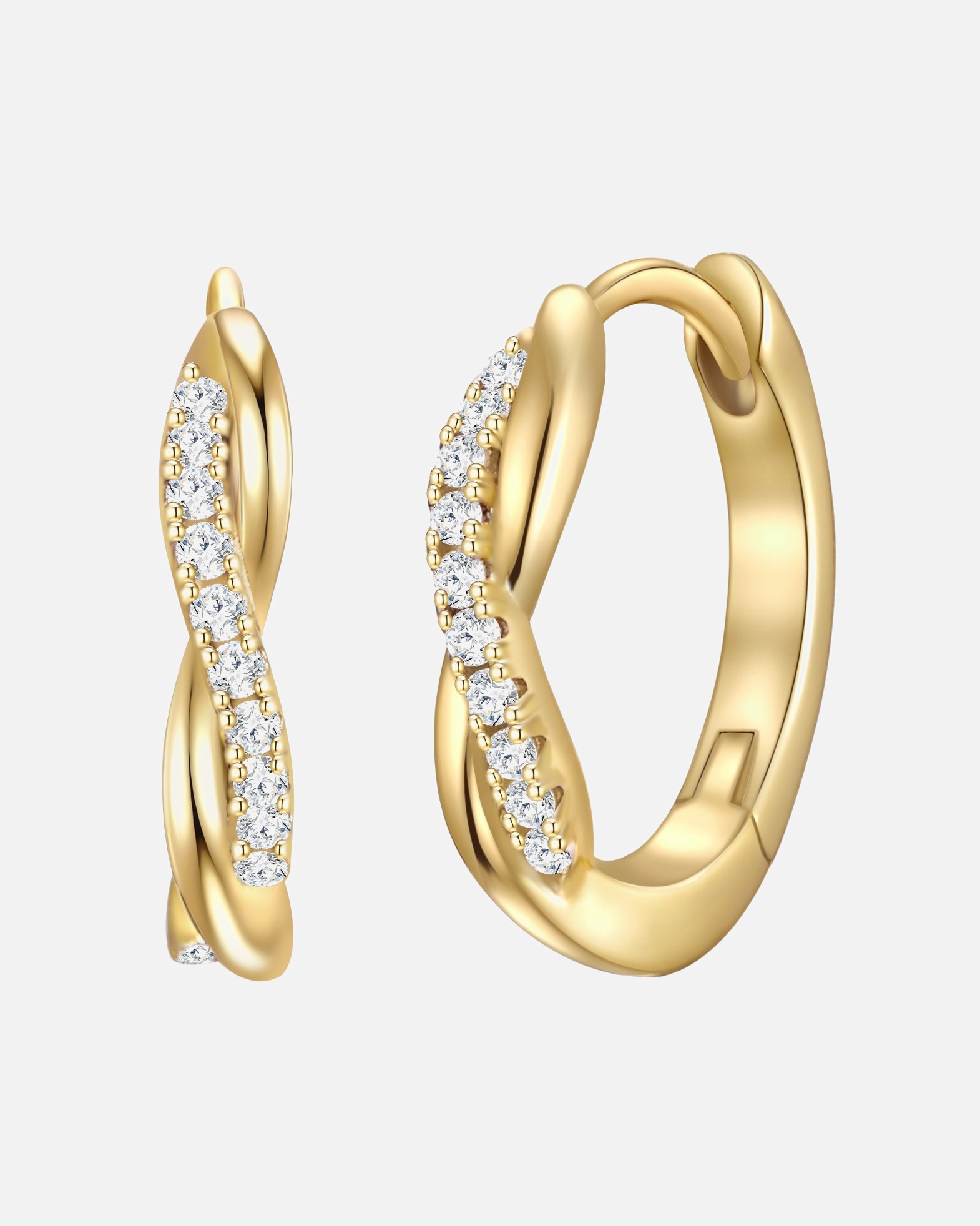 Creolen für Weiblich Rafaela Donata Creolen Sterling Silber Zirkonia in Gelbgold 1 Stück