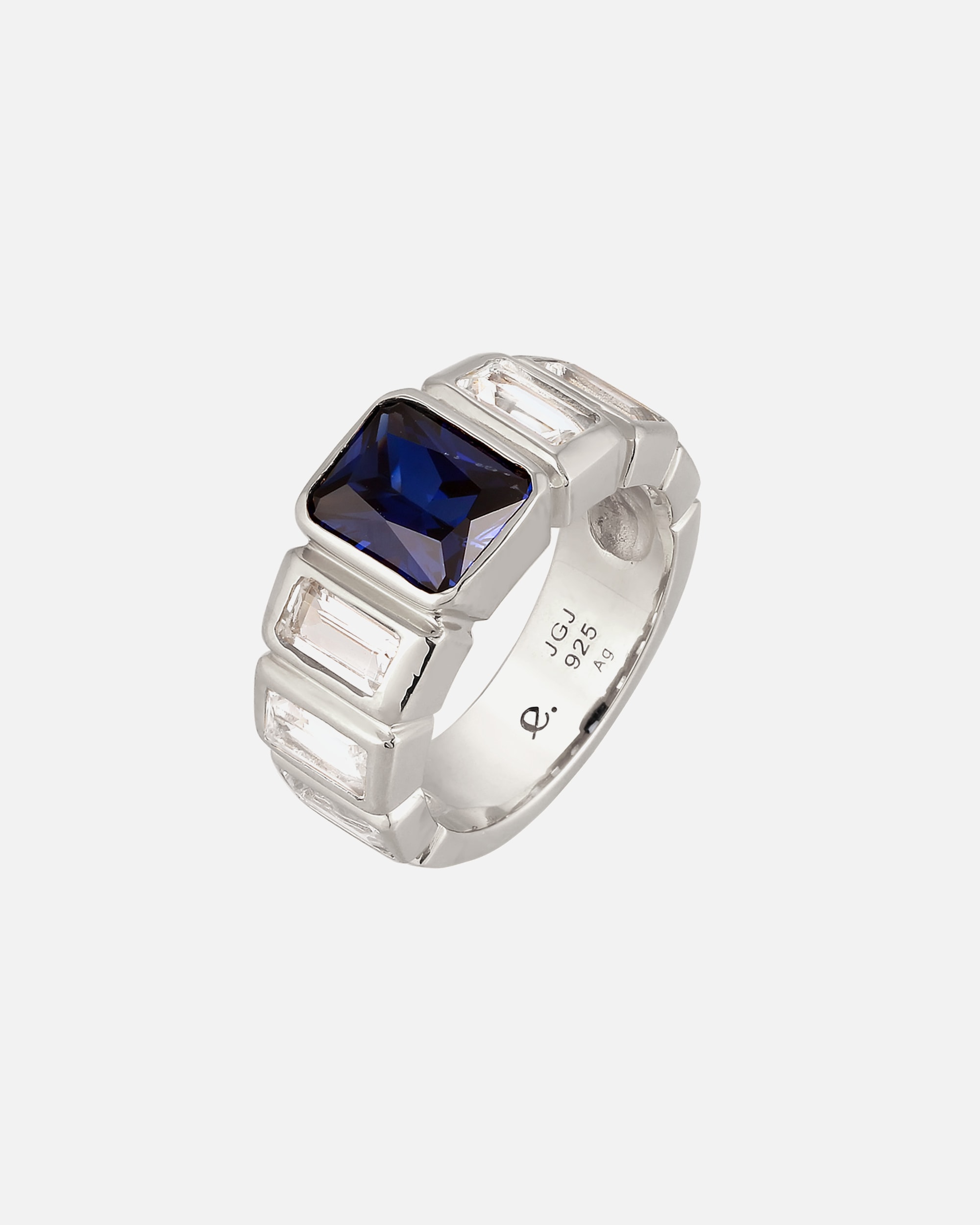 Ring für Weiblich Elli PREMIUM Topas laborgezüchteter Saphir Dunkelblau 925 Sterling Silber 52