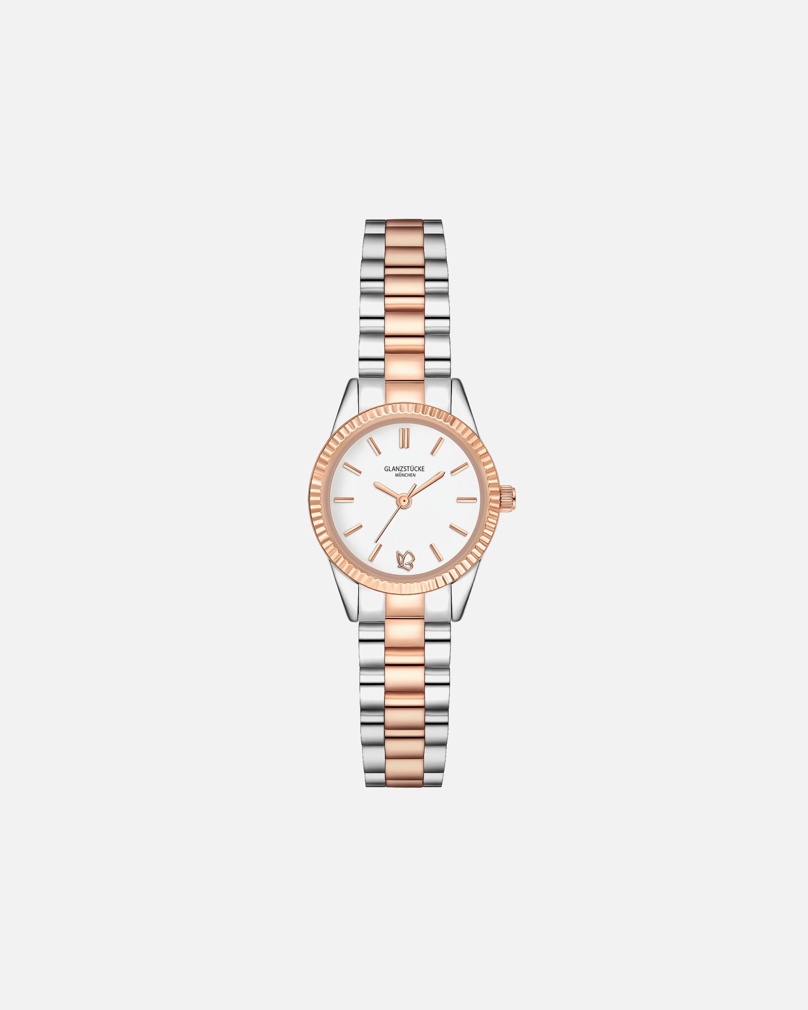 Uhr für Weiblich Glanzstücke München Armband-Uhr aus Edelstahl in silber/roségold 25,0 mm