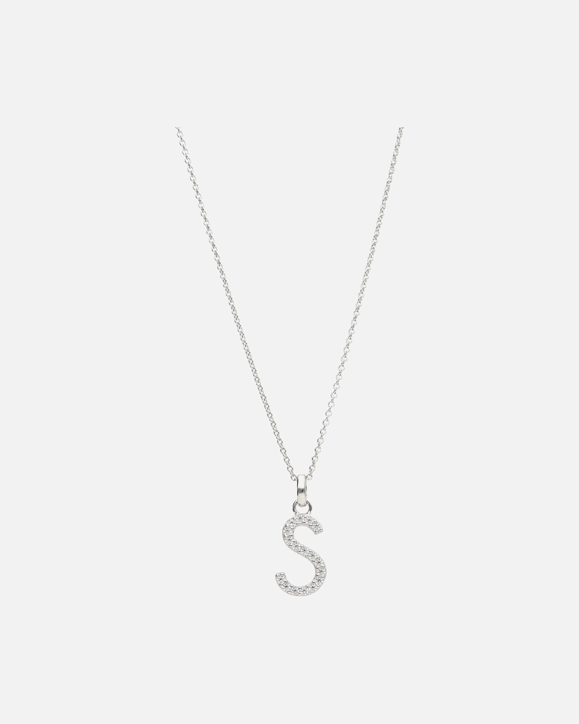 Halskette für Weiblich Smart Jewel Kette Buchstabe S mit Zirkonia Steine, Silber 925 45 cm