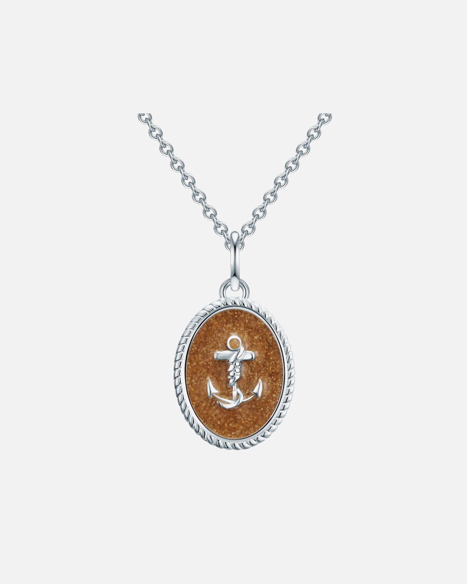 Halskette für Weiblich Strandglück Halskette Anker Sterling Silber Sand in Silber 1 Stück