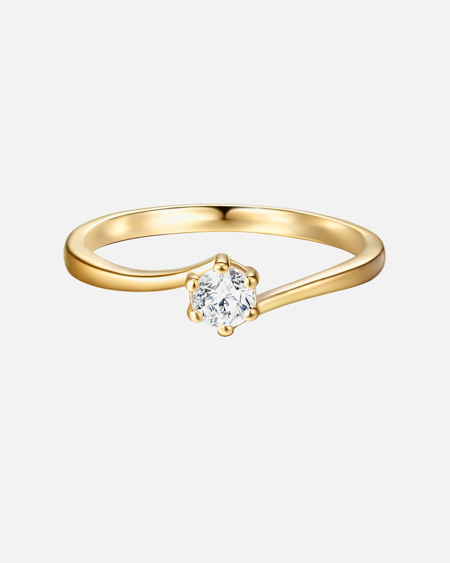 Ring für Weiblich Trilani Ring aus Sterling Silber in Gelbgold mit Zirkonia 56