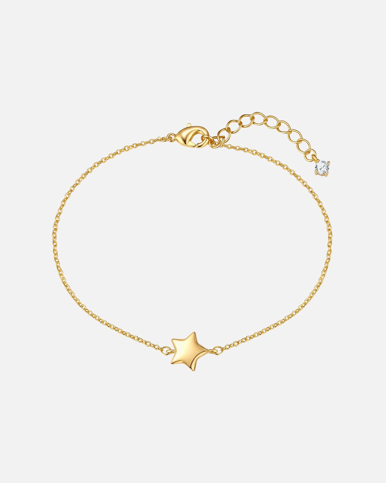 Armband für Weiblich Armband Stern aus Messing in gelbgold mit Zirkonia 17,0 cm Basislänge + 3,0 cm Verlängerung