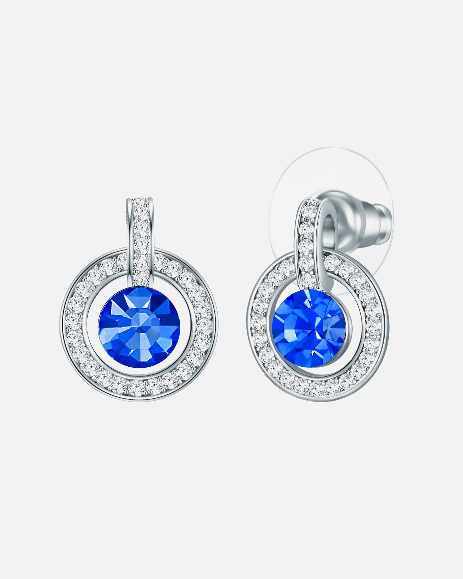 Ohrringe für Weiblich Lulu & Jane Ohrstecker aus Metall in Silber mit Glaskristall 15,4 mm