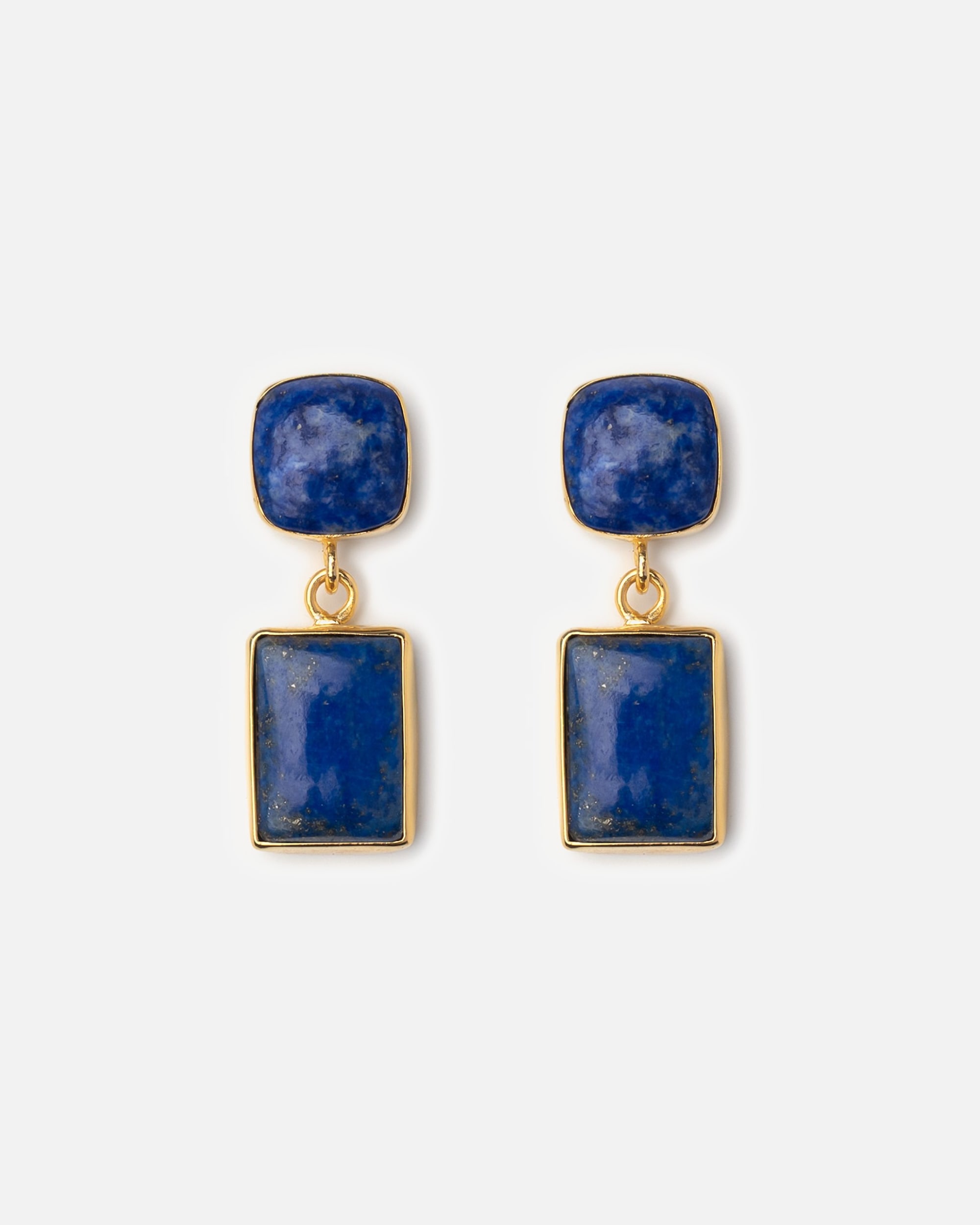 Ohrringe für Weiblich Fleur de Pres Default Brand Line Ohrstecker Messing Lapislazuli blau gelb vergoldet
