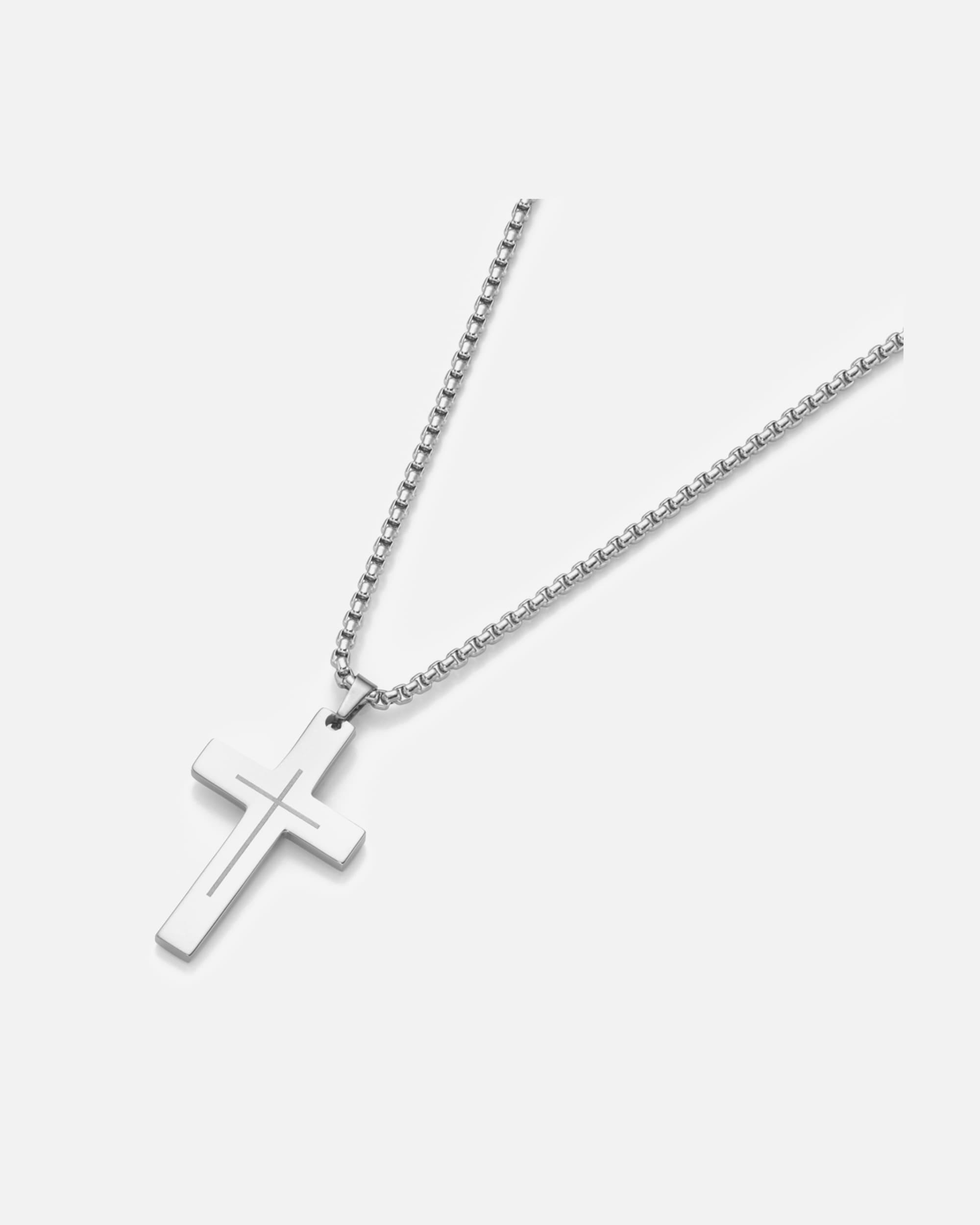 Halskette für Männlich Jacques Charrel Kette Kreuz Anhänger, Edelstahl 50 cm