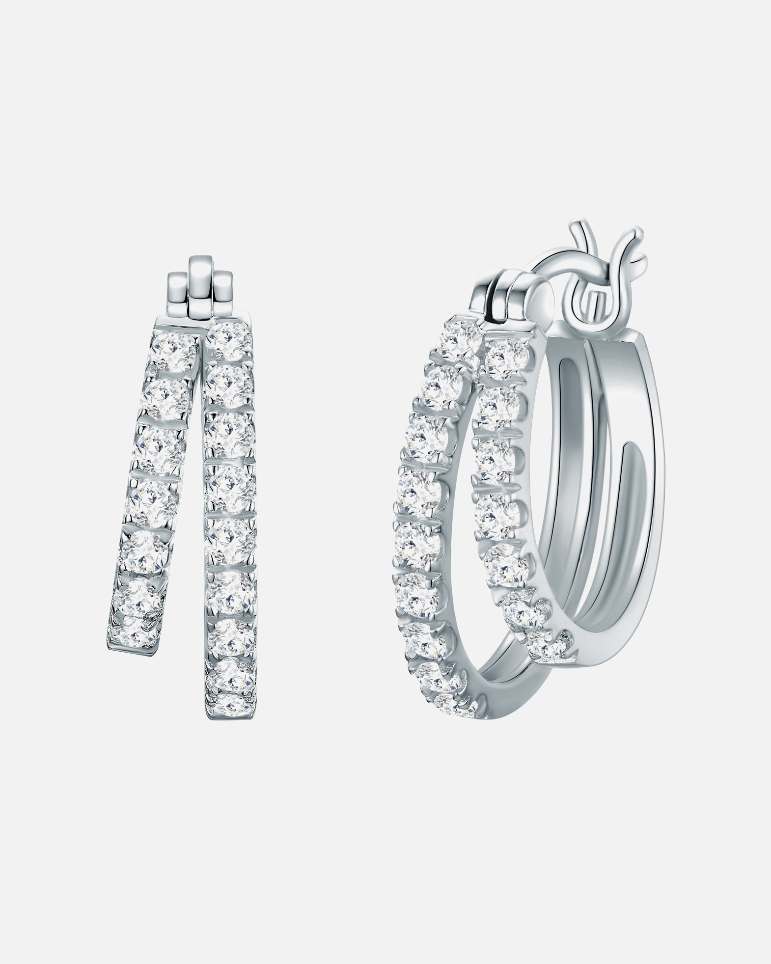Creolen für Weiblich Trilani Creolen aus Sterling Silber in silber mit Zirkonia 1 Stück