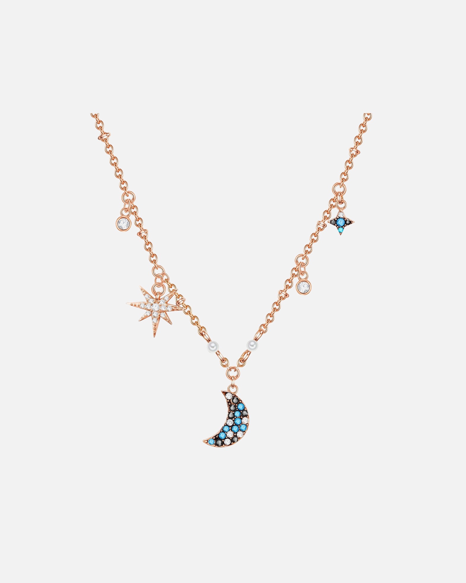 Halskette für Weiblich Lulu & Jane Halskette Halbmond/Stern Messing verziert mit Kristallen von Swarovski® in Roségold 1 Stück