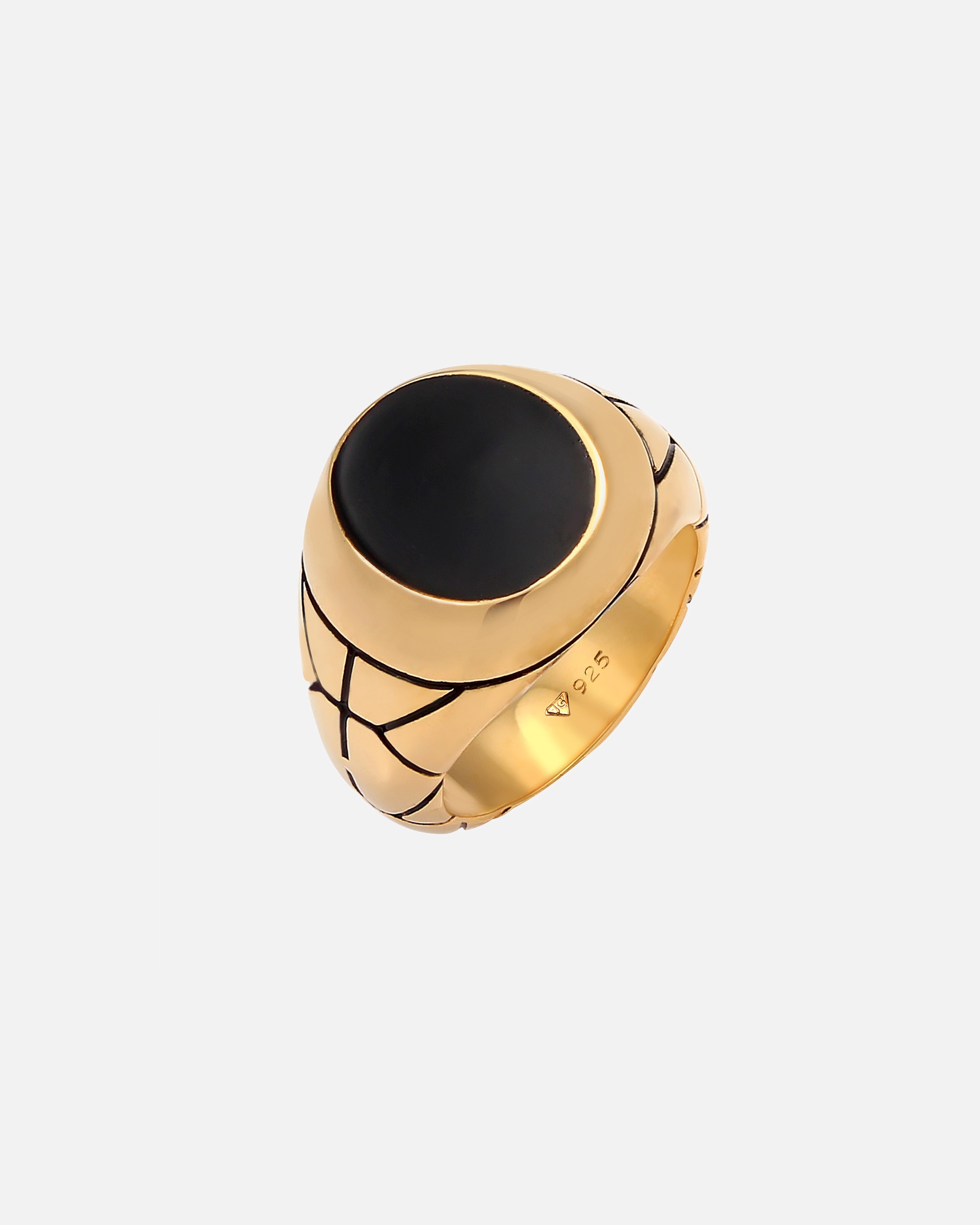 Ring für Männlich KUZZOI Basic Herren Siegelring Oval Emaille 925er Silber 58