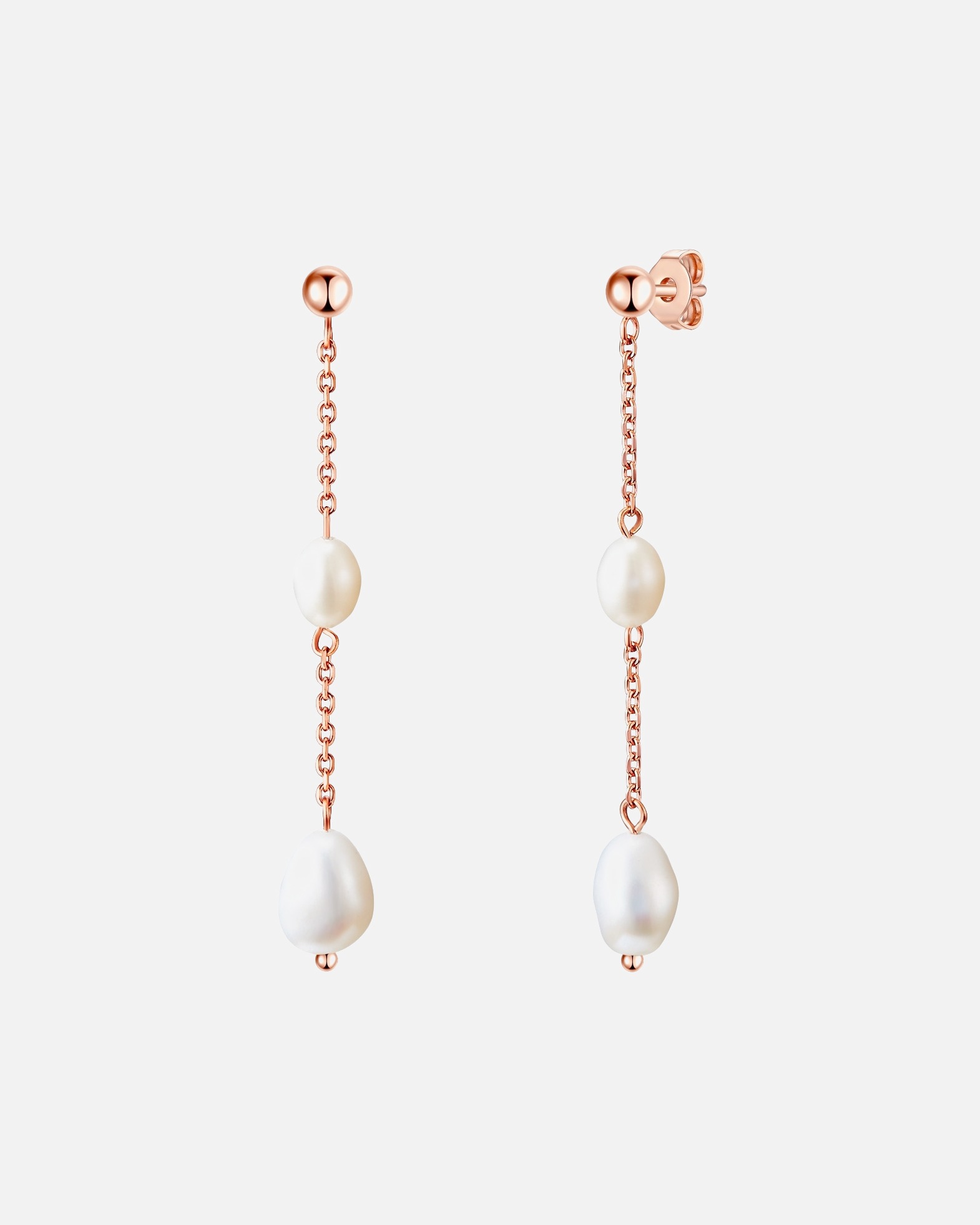 Ohrringe für Weiblich Valero Pearls Ohrhänger Edelstahl Süßwasser-Zuchtperle in Roségold 1 Stück