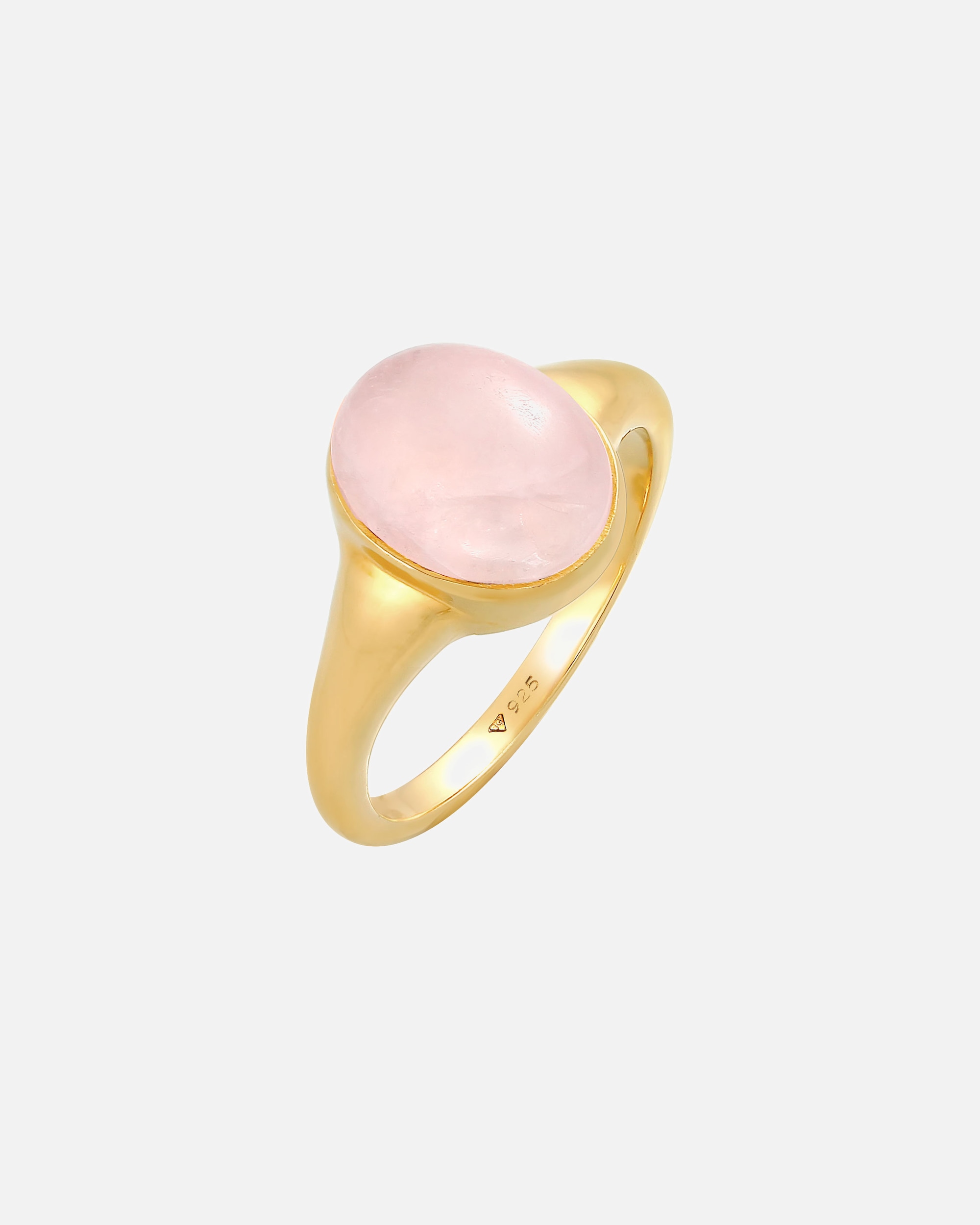 Ring für Weiblich Elli Siegelring Rosa Quarz Edelstein Oval 925 Silber 54