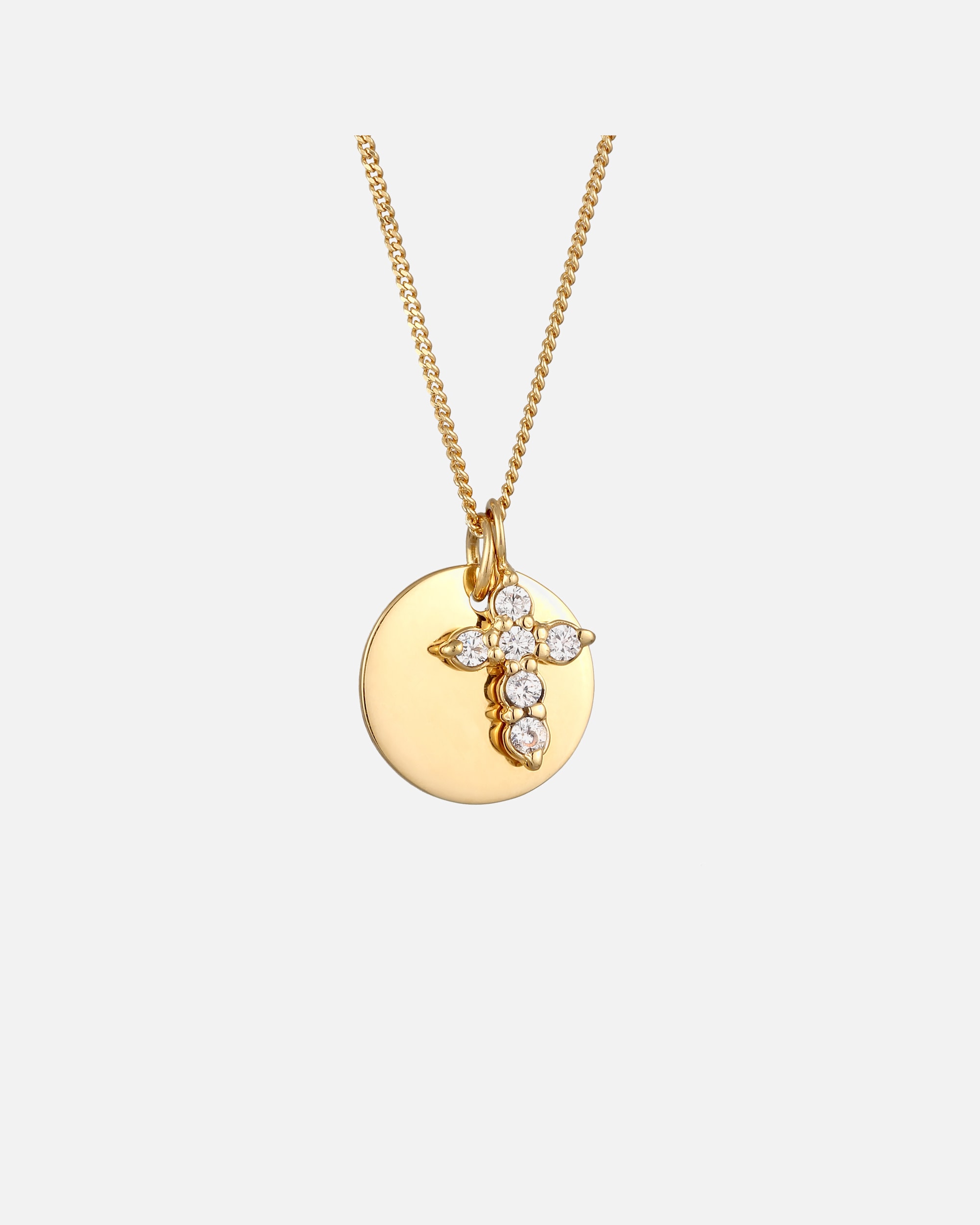 Halskette für Weiblich Elli Kreuz Zirkonia Weiß Plättchen 925 Sterling Silber 1 Stück
