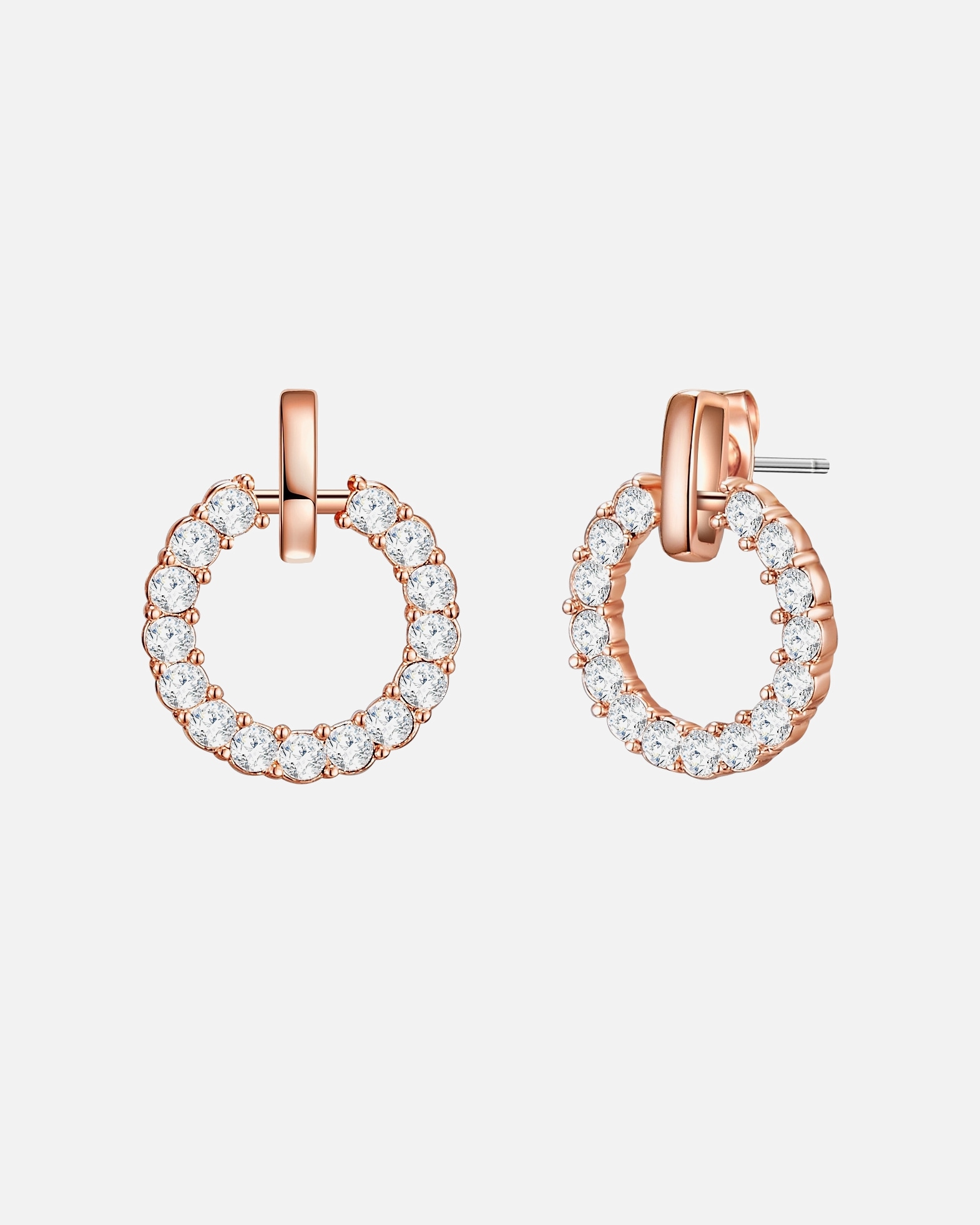 Ohrringe für Weiblich Lulu & Jane Ohrstecker Kreis Messing verziert mit Kristallen von Swarovski® in Roségold 1 Stück