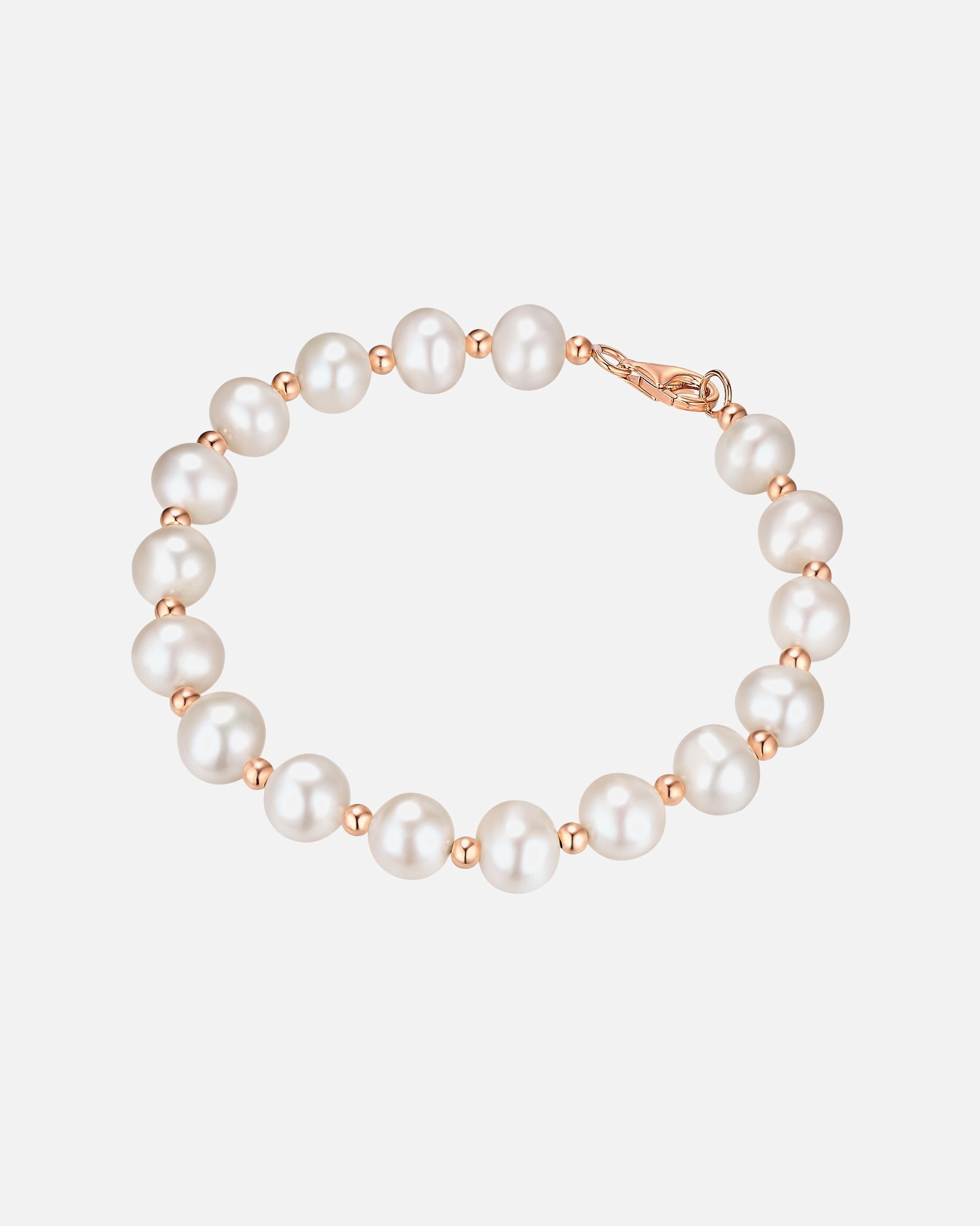 Armband für Weiblich Valero Pearls Perlen-Armband Sterling Silber Süßwasser-Zuchtperle in Roségold 1 Stück