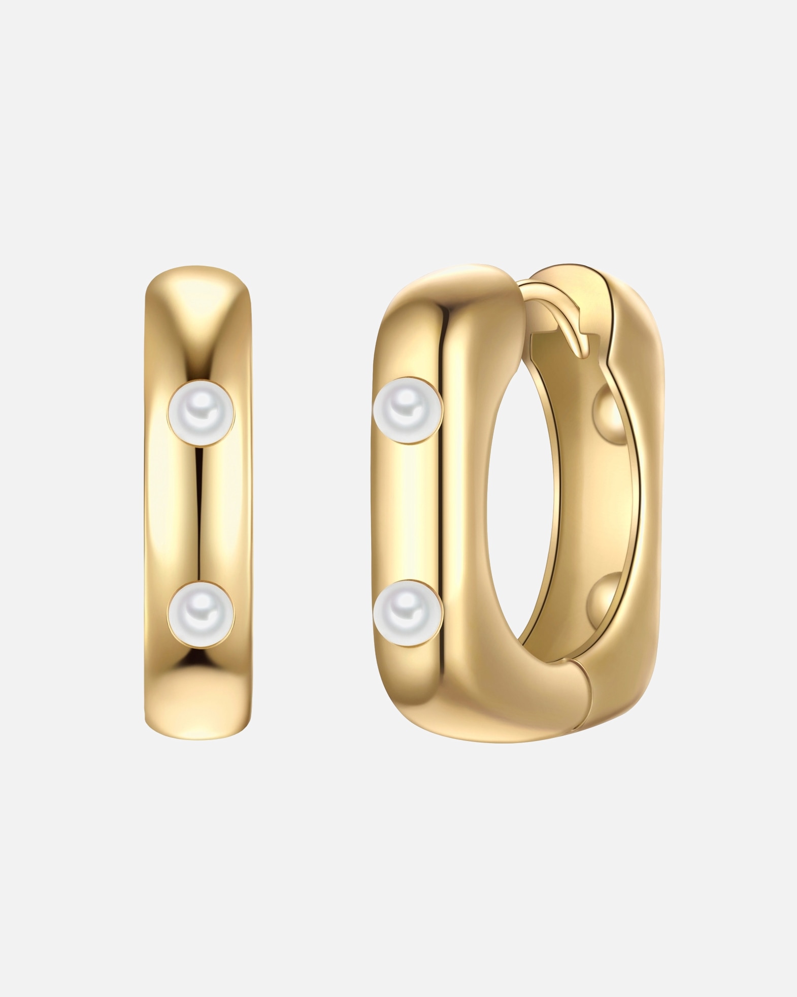 Creolen für Weiblich Yokoamii Creolen aus Metall-Legierung in Gelbgold mit Perle (synth.) 1 Stück