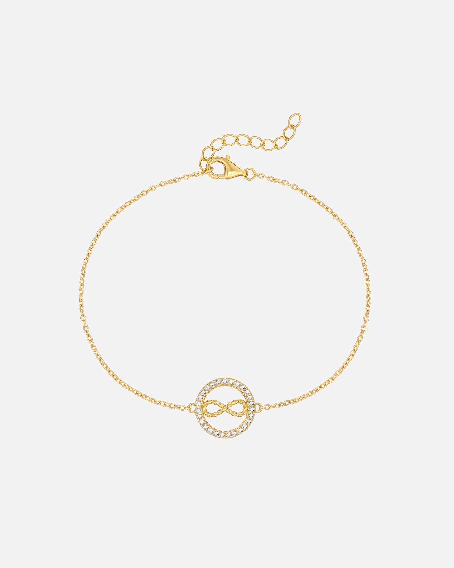 Armband für Weiblich Rafaela Donata Armband Infinity aus Sterling Silber in Gelbgold mit Zirkonia 18,0 cm Basislänge + 3,0 cm Verlängerung