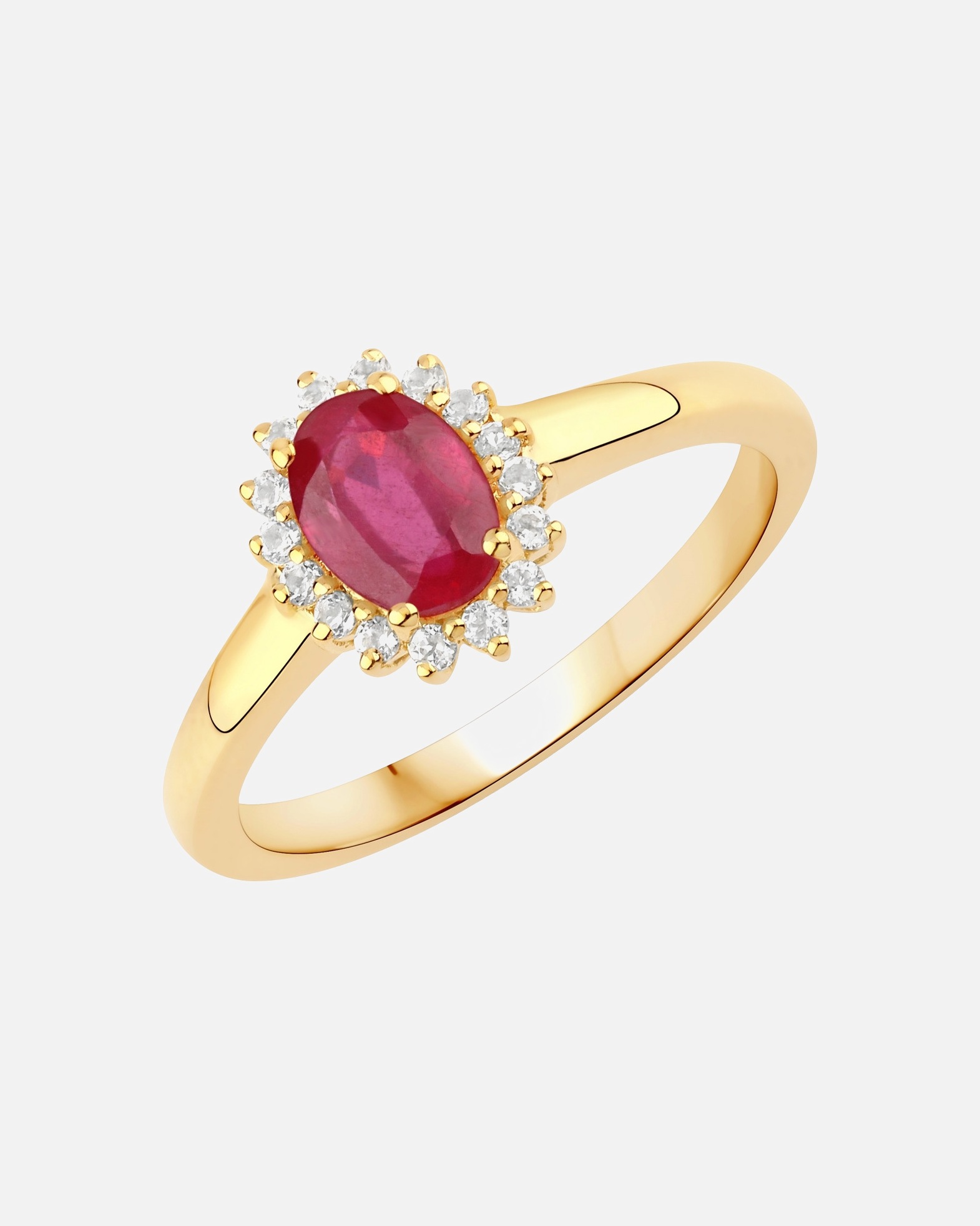 Ring für Weiblich Rafaela Donata Ring Sterling Silber Rubin (glasgefüllt) in Gelbgold 52