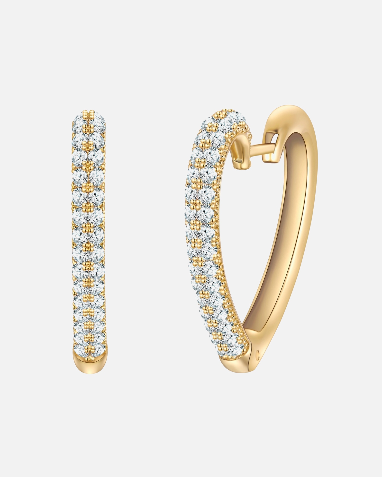 Ohrringe für Weiblich Yokoamii Creolen Herz aus Messing in gelbgold mit Zirkonia 26,7 mm