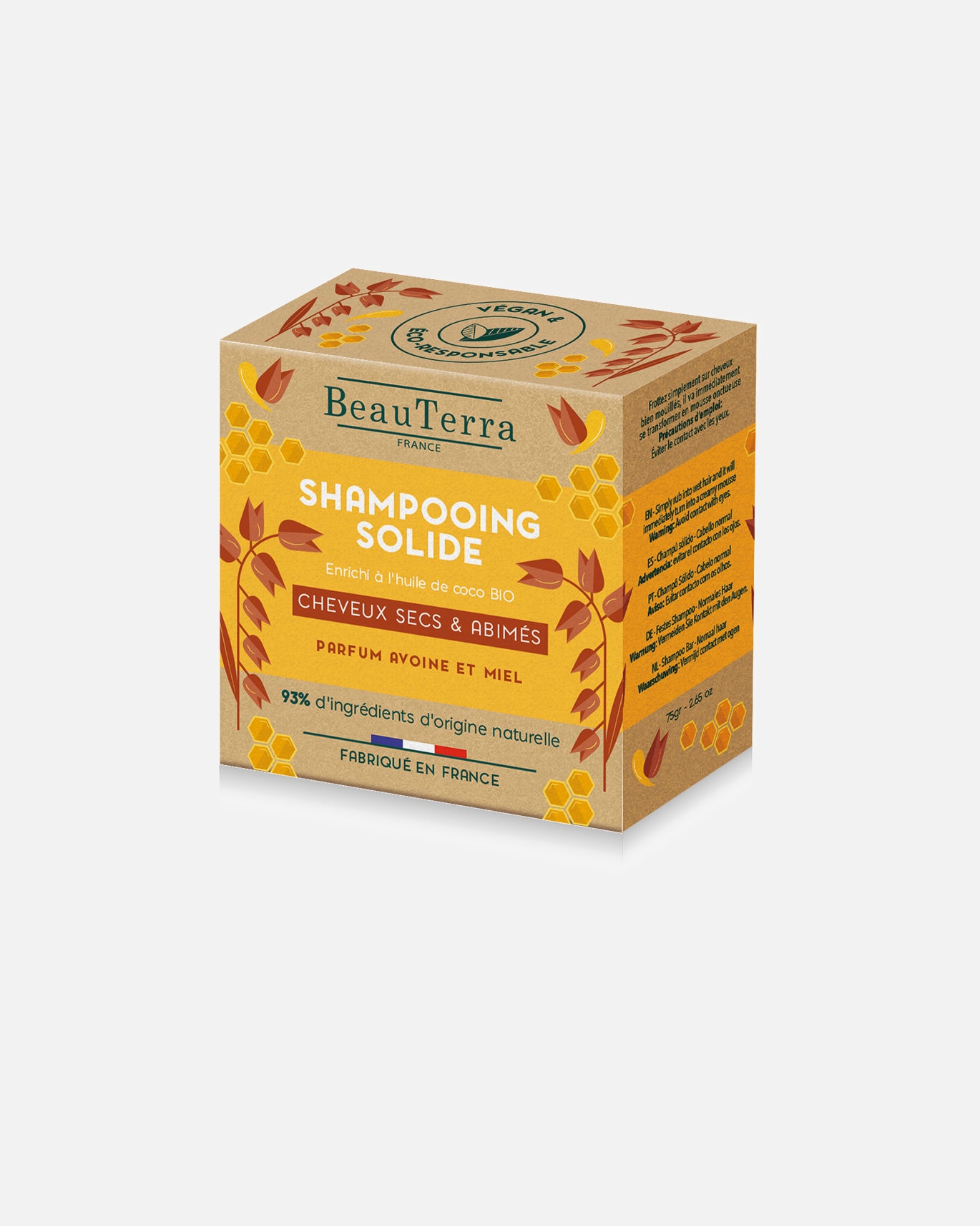 Shampoo für Unisex SOLIDE Shampoo mit Haferflocken und Honig 75 gr