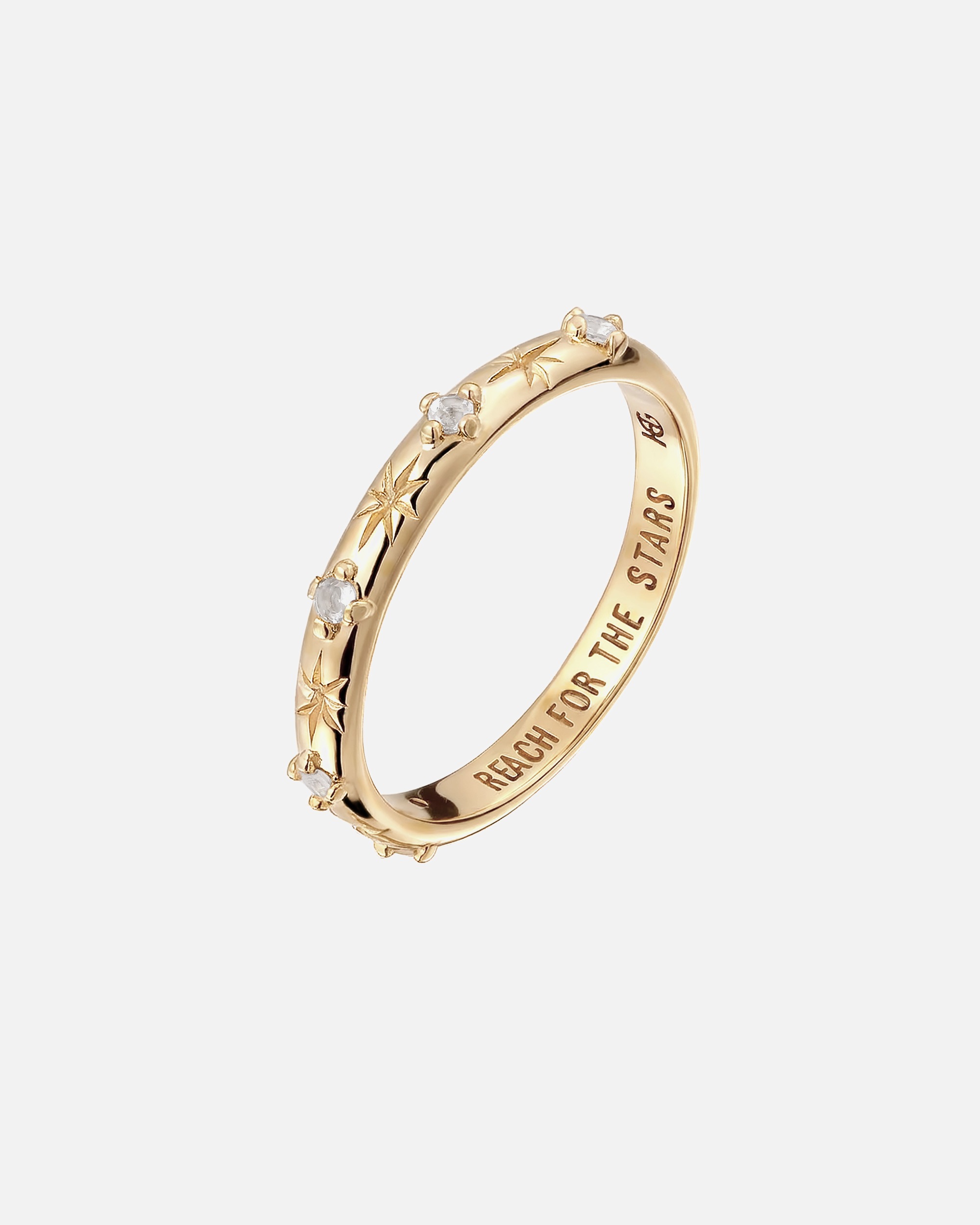 Ring für Weiblich Haze & Glory Default Brand Line Bandring Stern Mondstein Regenbogen 375 Gelbgold 52