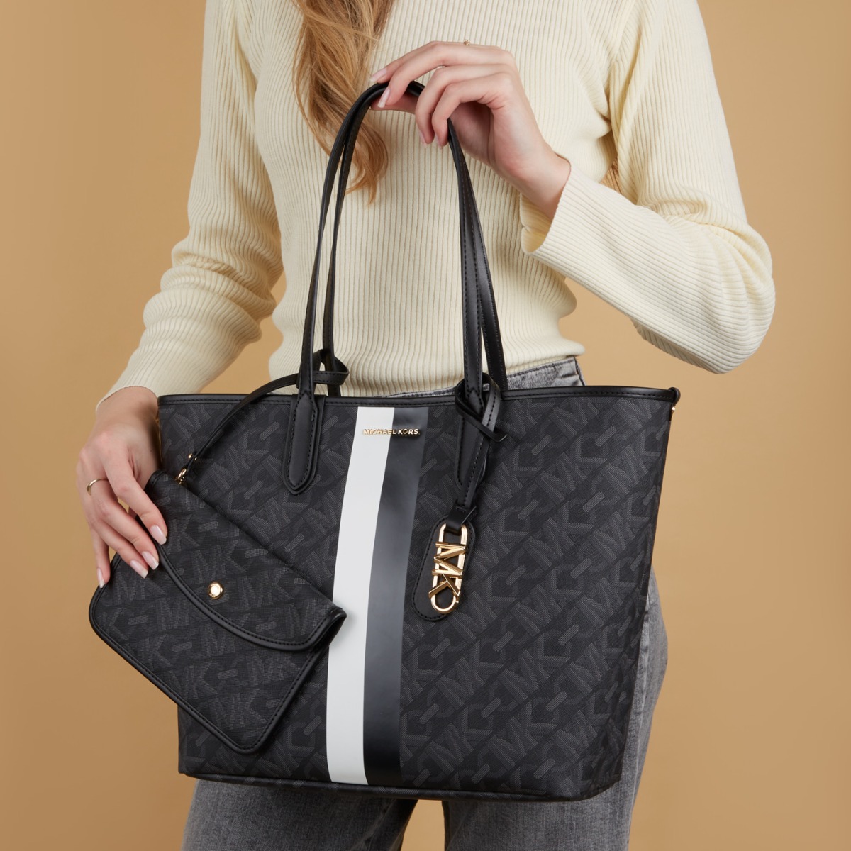 Shopping Bag Michael Kors Handtasche Leder Schwarz Michael Kors