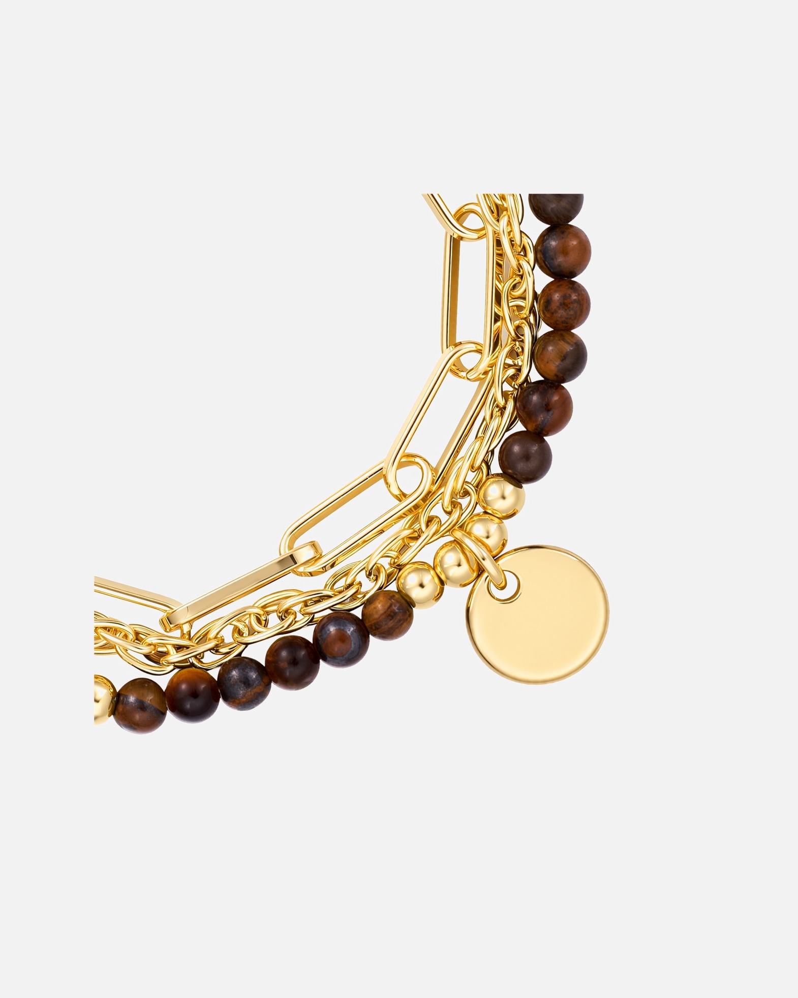 Armband für Weiblich Yokoamii Armband aus Metall-Legierung in gelbgold mit Naturstein 18,0 cm Basislänge + 3,0 cm Verlängerung