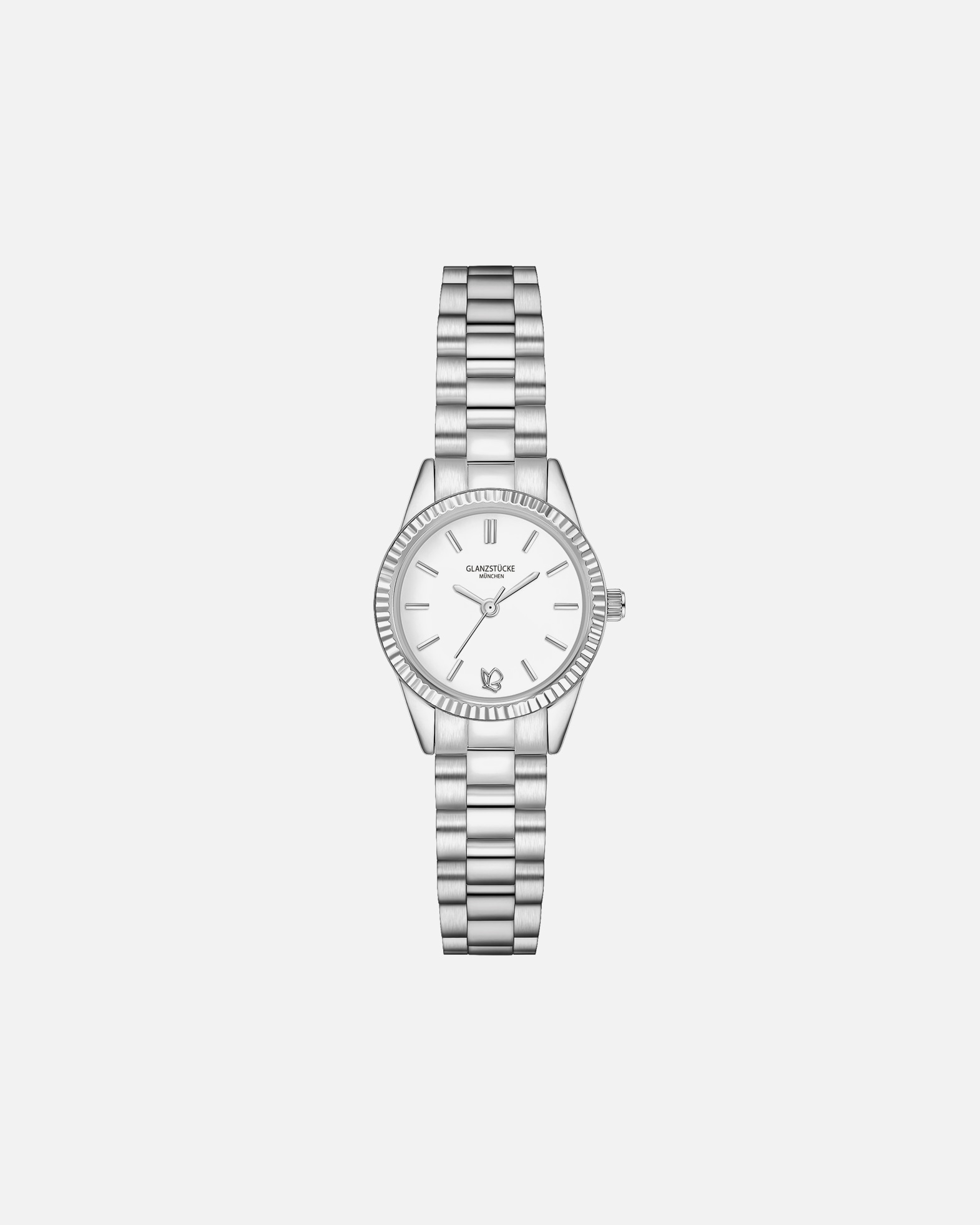 Uhr für Weiblich Glanzstücke München Armband-Uhr aus Edelstahl in silber 25,0 mm