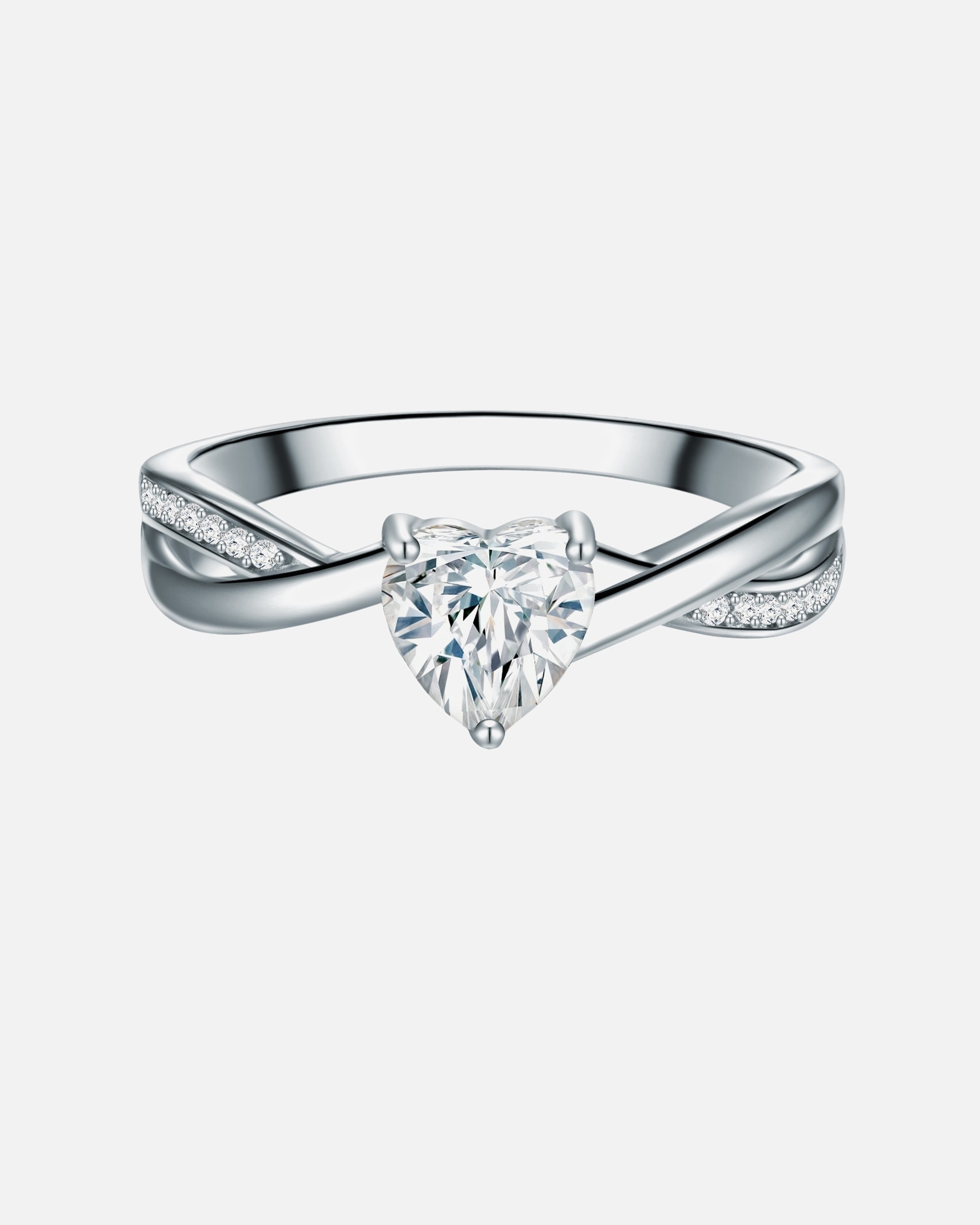 Ring für Weiblich Trilani Ring Herz aus Sterling Silber in silber mit Zirkonia 50