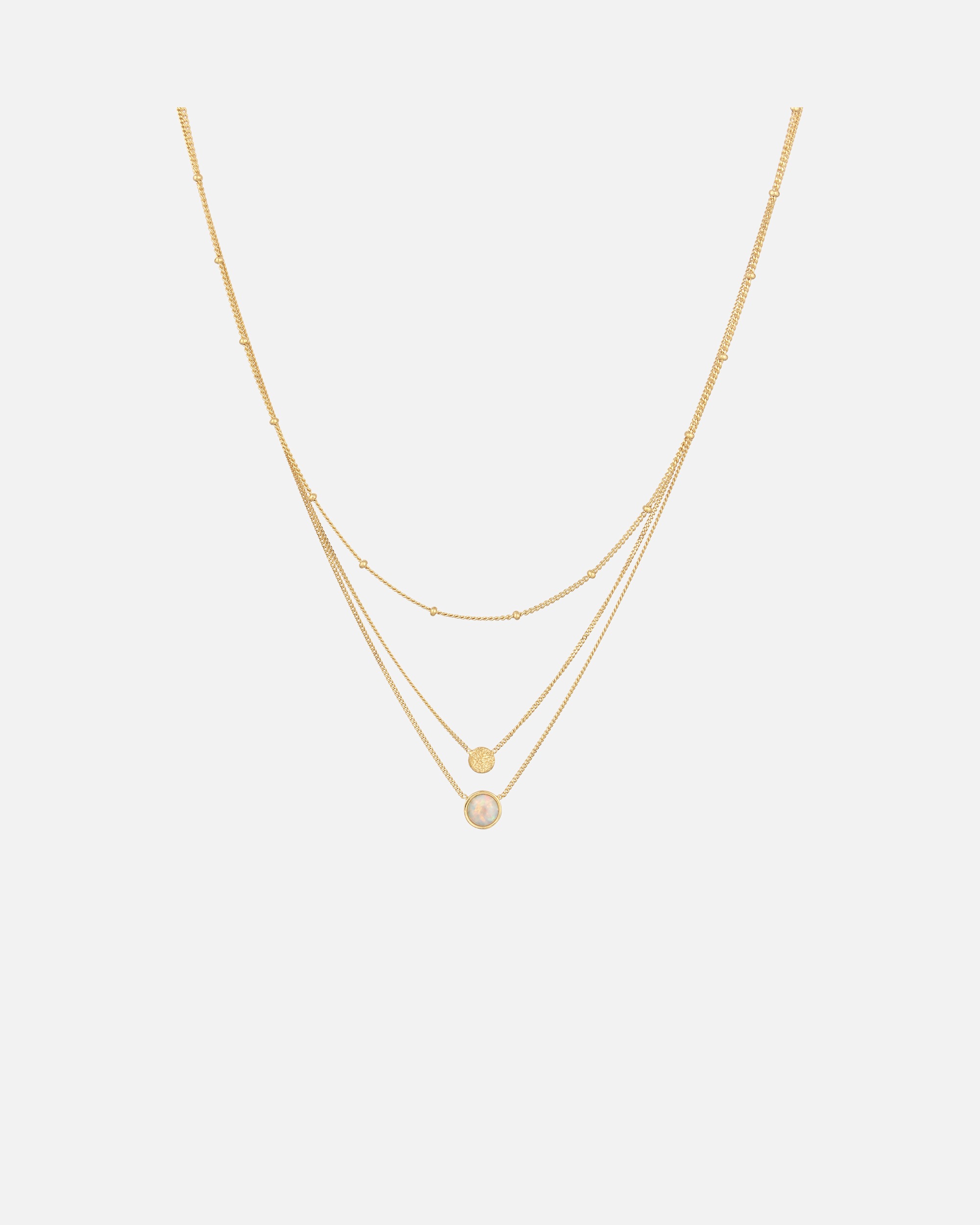 Halskette für Weiblich Elli Layer Plättchen Synthetischer Opal Weiß 925 Sterling Silber goldfarben