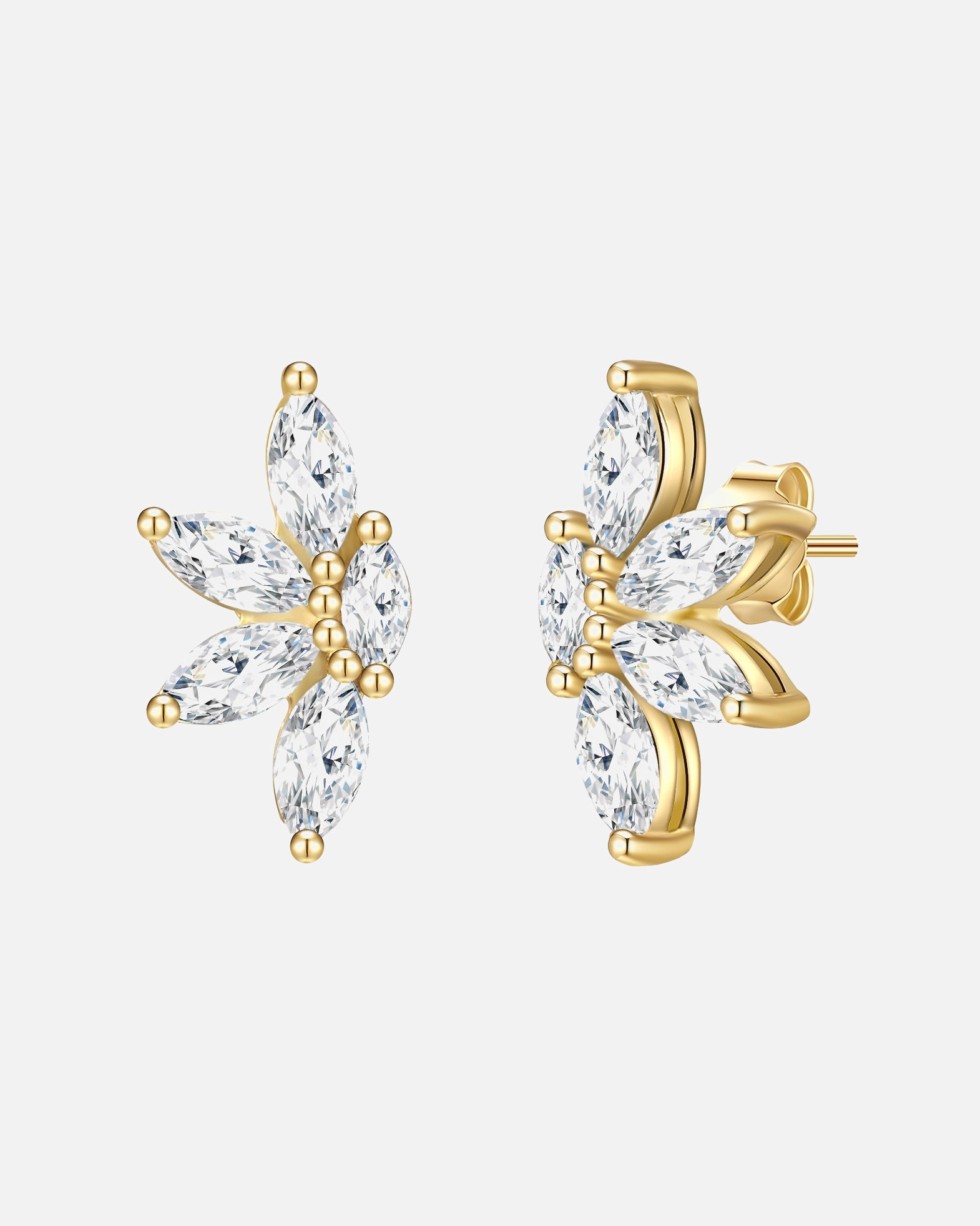 Ohrringe für Weiblich Glanzstücke München Ohrstecker Blume aus Sterling Silber in gelbgold mit Zirkonia 1 Stück