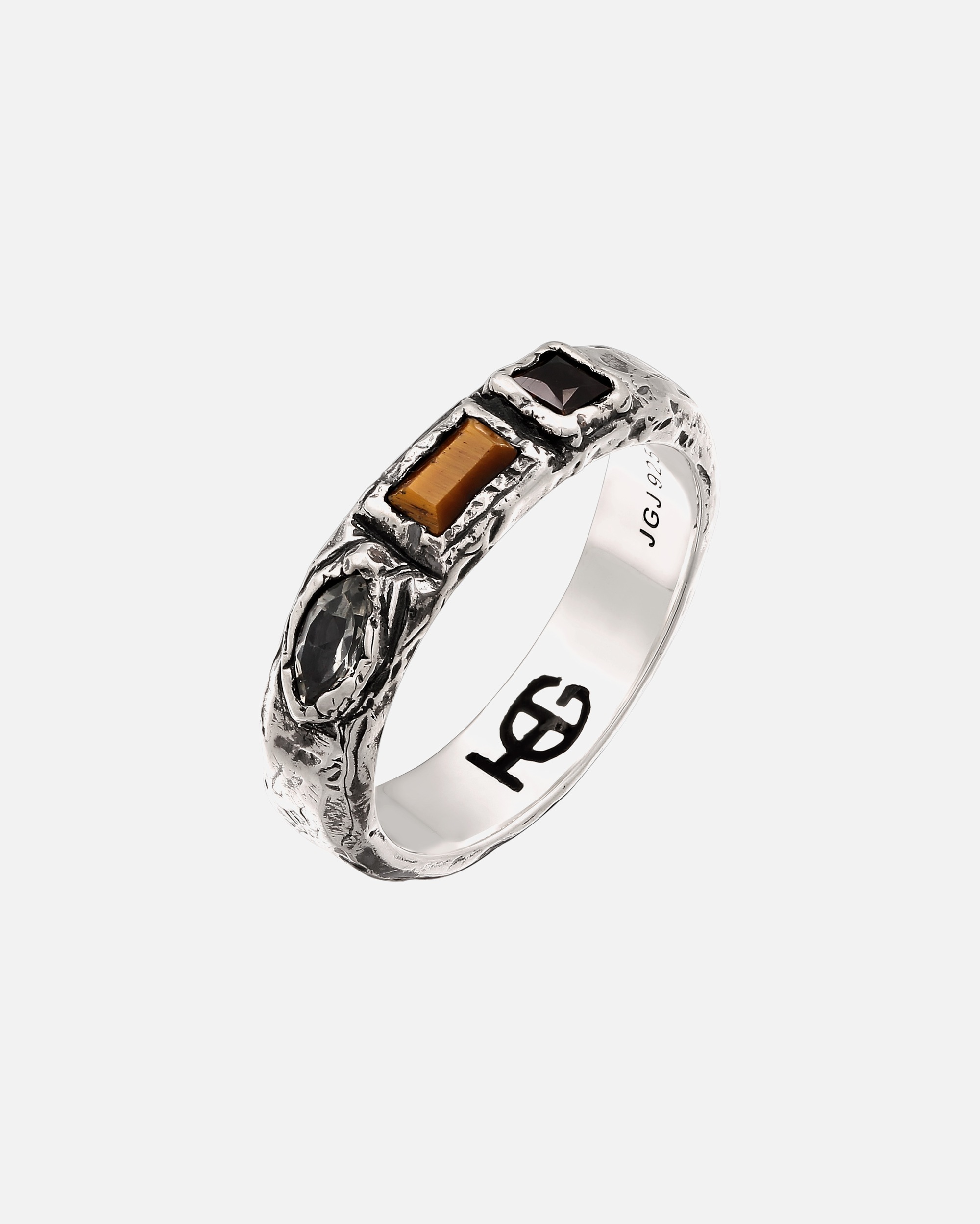 Ring für Unisex Haze & Glory Default Brand Line Ring Unisex Quarz Braun 925 Sterling Silber 60