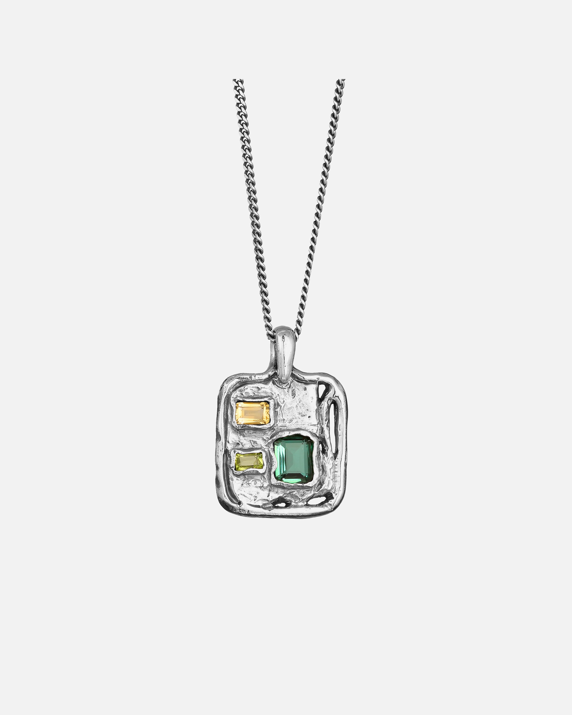 Halskette für Männlich Haze & Glory Default Brand Line Anhänger Peridot Quarz Citrin 925 Sterling Silber 55