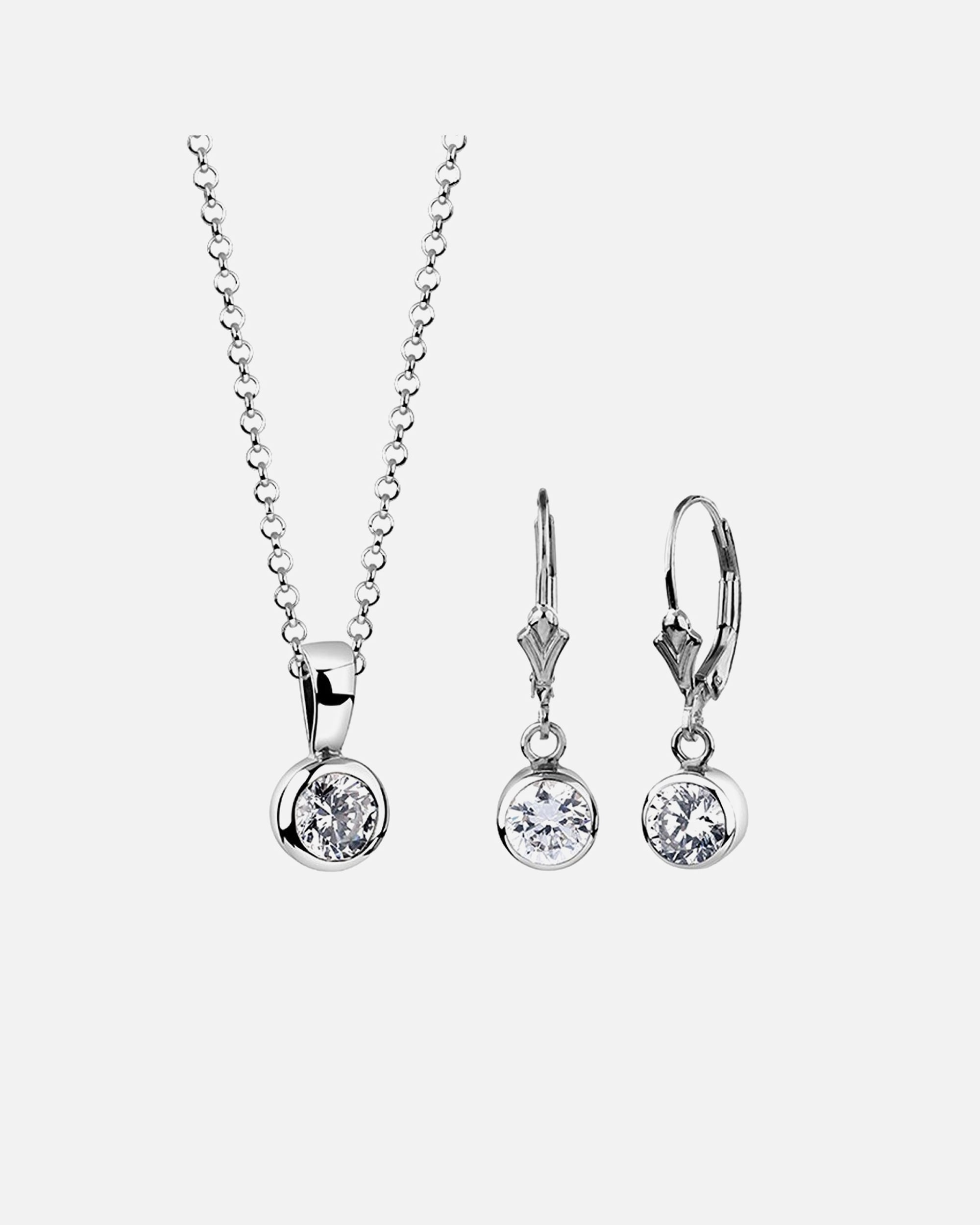 Schmuckset für Weiblich Nenalina Kette Ohrhänger Zirkonia Steine Solitär 925 Silber 1 Stück