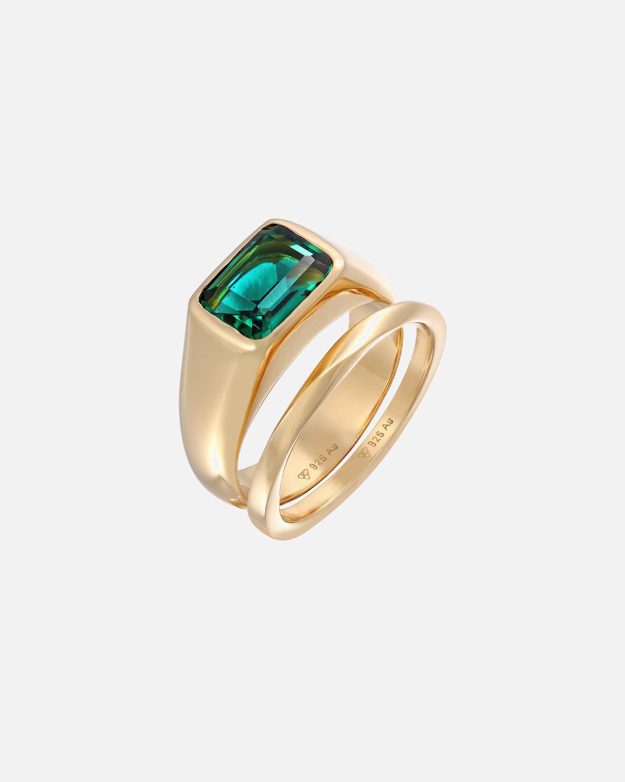 Ring für Weiblich Elli PREMIUM Siegelring Quartz Bandring Set 925 Silber 52