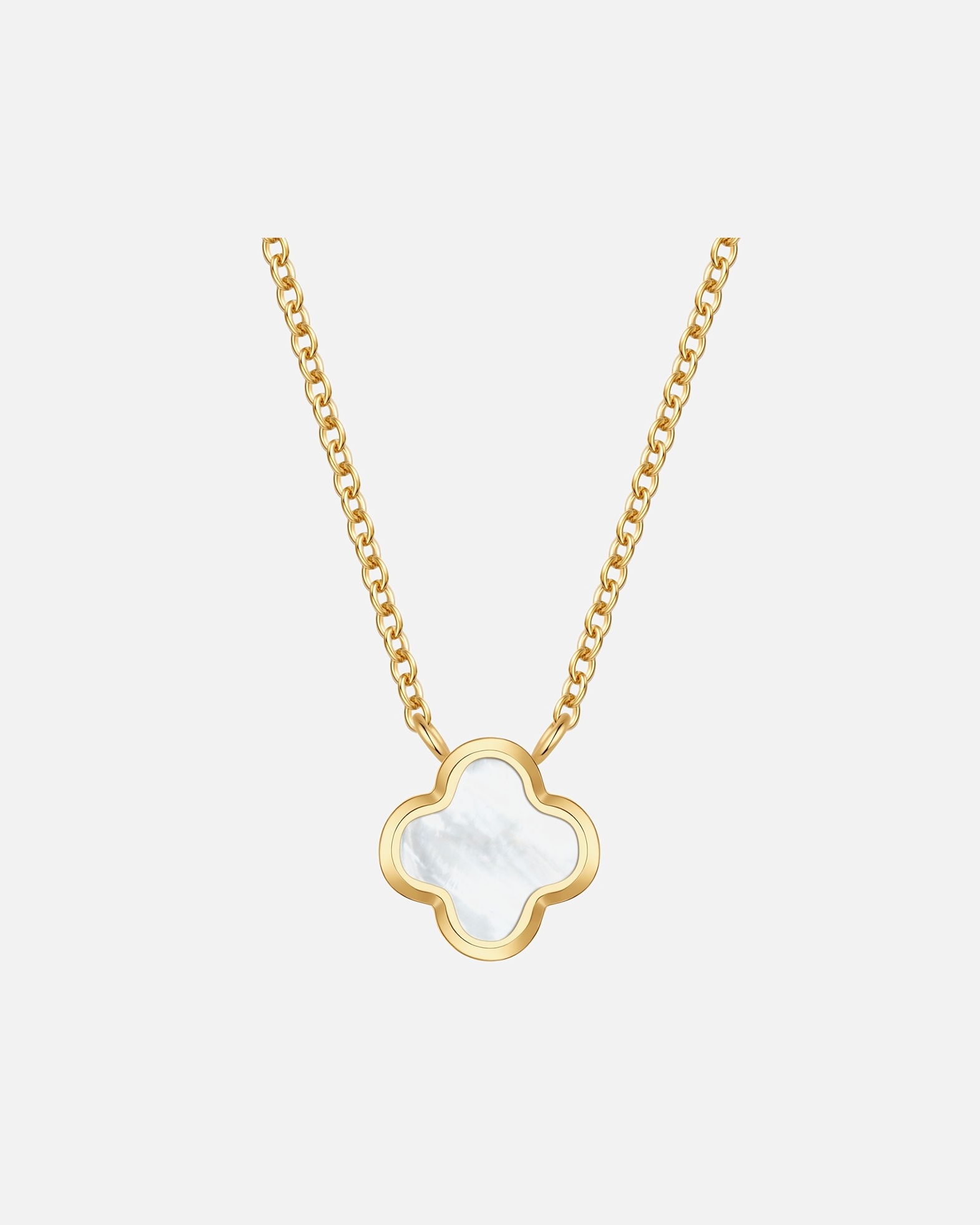 Halskette für Weiblich Glanzstücke München Halskette Kleeblatt aus Edelstahl in gelbgold mit Perlmutt 40,0 cm Basislänge + 5,0 cm Verlängerung