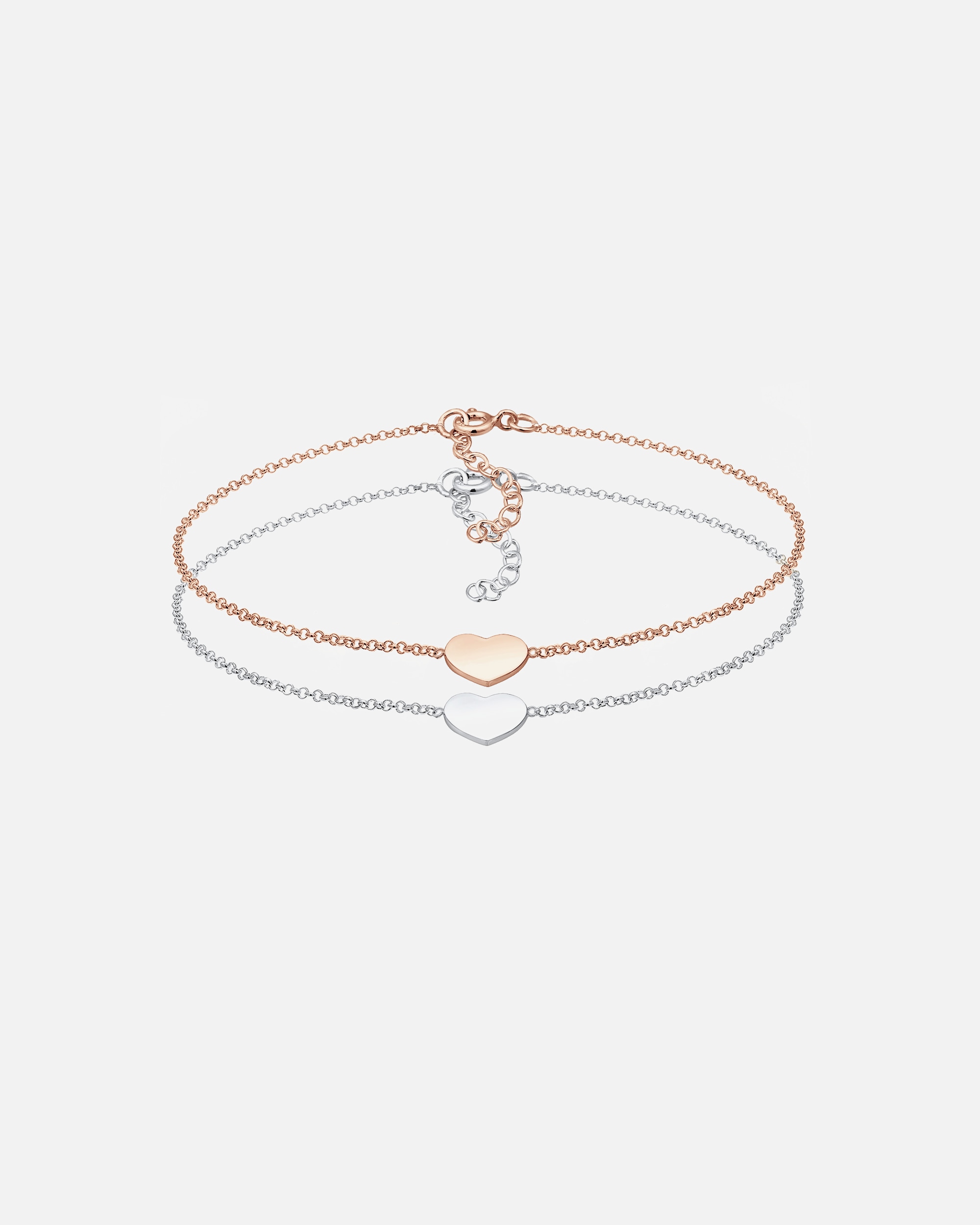 Armband für Weiblich Elli Set Herz Paar Freundschaft Bi-Color 925er Silber 1 Stück