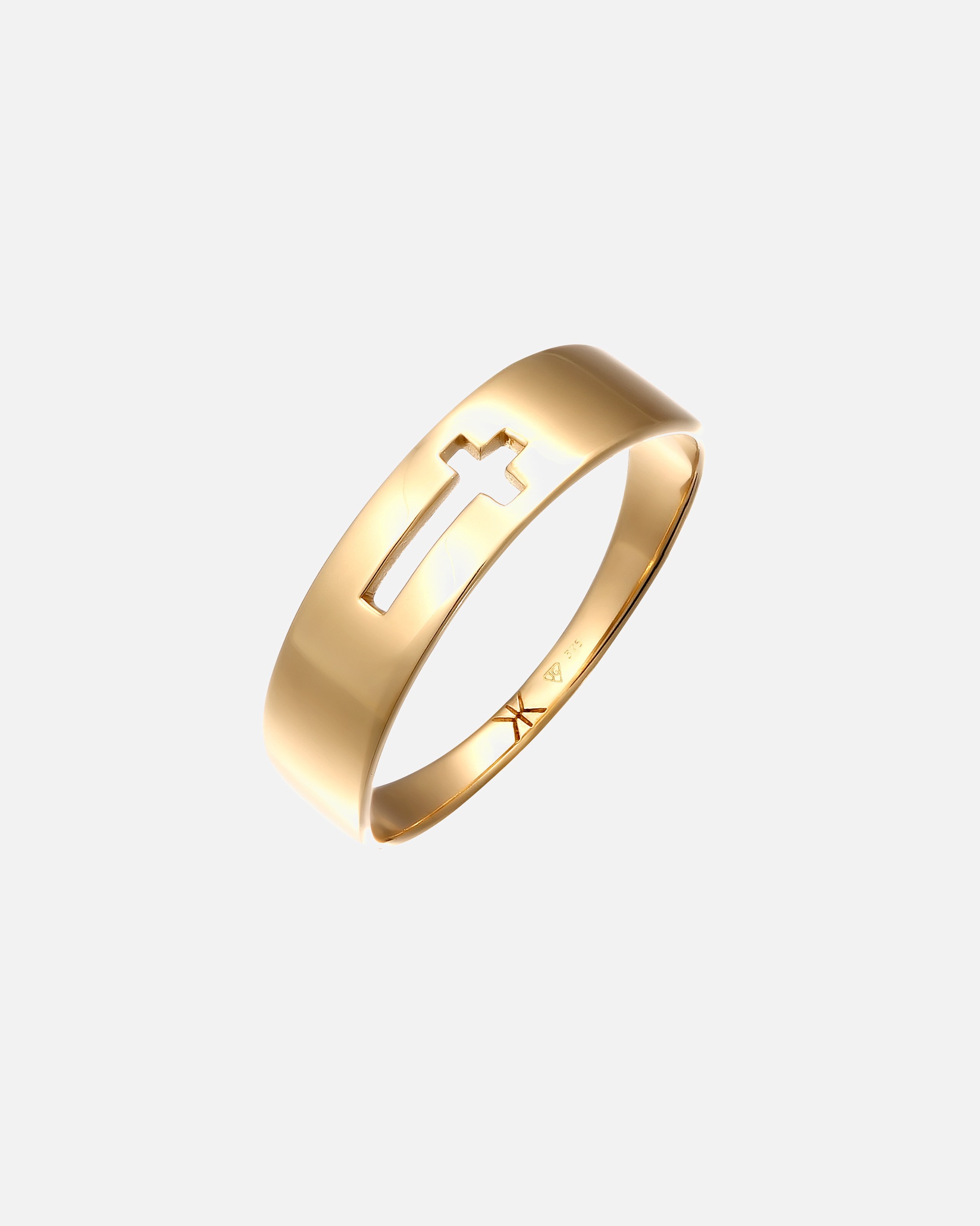 Ring für Männlich KUZZOI Kreuz Cut Out Unisex 375 Gelbgold 54