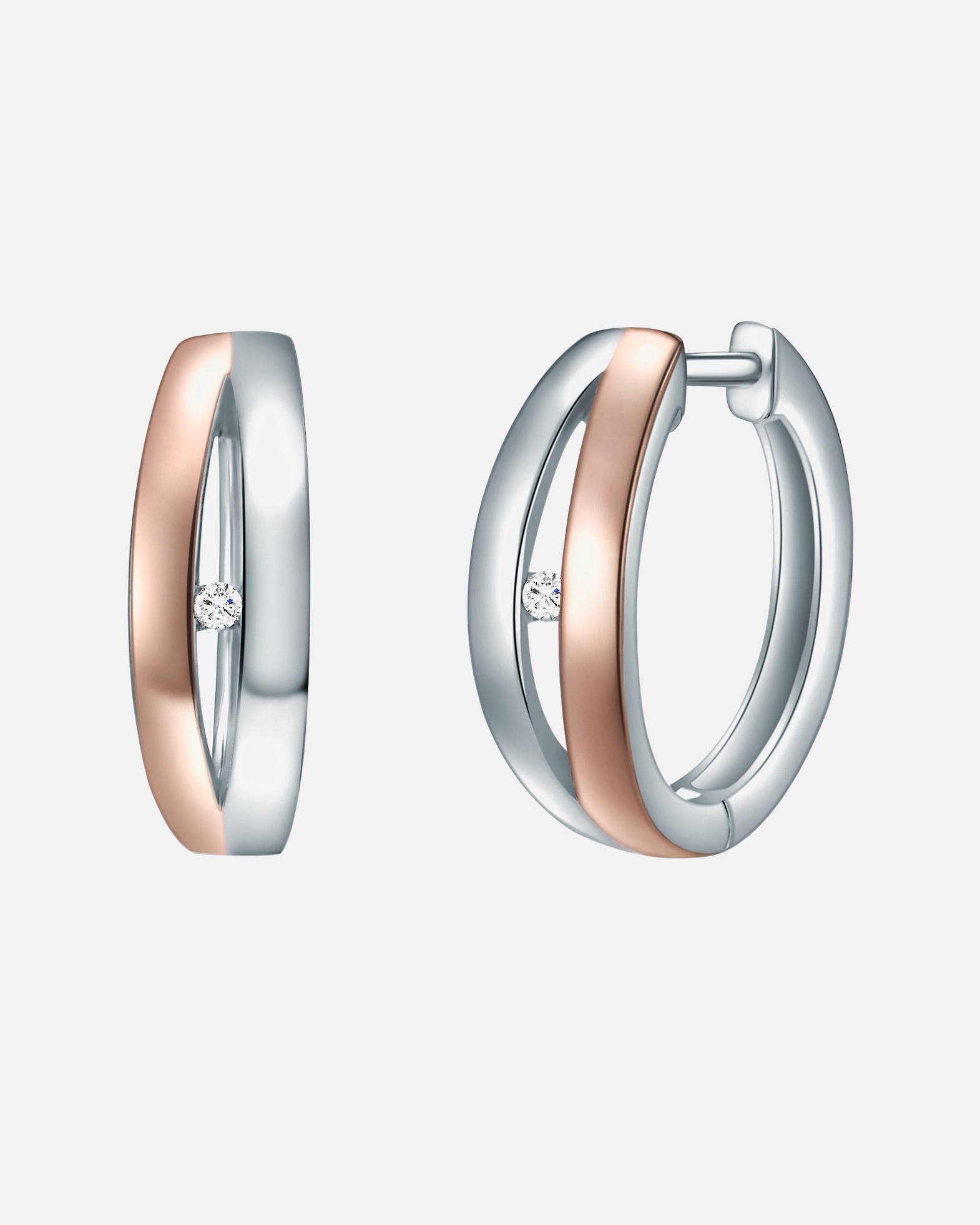 Creolen für Weiblich Lulu & Jane Diamant-Creolen Sterling Silber Diamant in Silber/Roségold 1 Stück